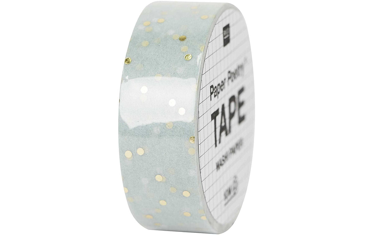 Rico Washi Tape Punkte, mint-gold 15 mm, Rolle 10 m, FSC Mix