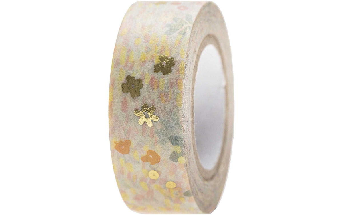 Rico Washi Tape Blumenwiese, blau mix 15 mm, Rolle 10 m, FSC Mix