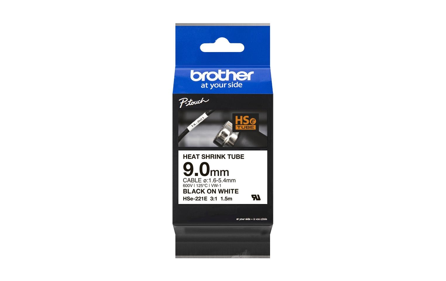 Brother P-Touch HSe-221E w/s, 9.0mmx1.5m, für PTE300VPC1