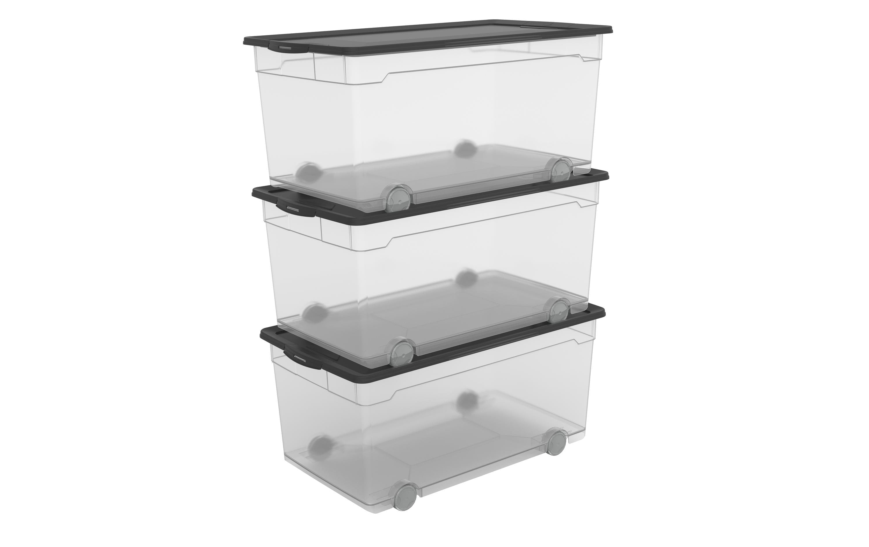 Rotho Set Clear Box Roller4 3 tlg. 71.5 x 40 x 33.5