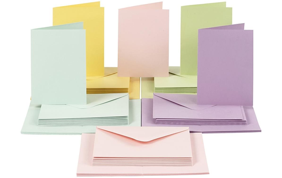 Creativ Company Karten und Couvert Pastellfarben, 50 Stück, 10.5 x 15 cm