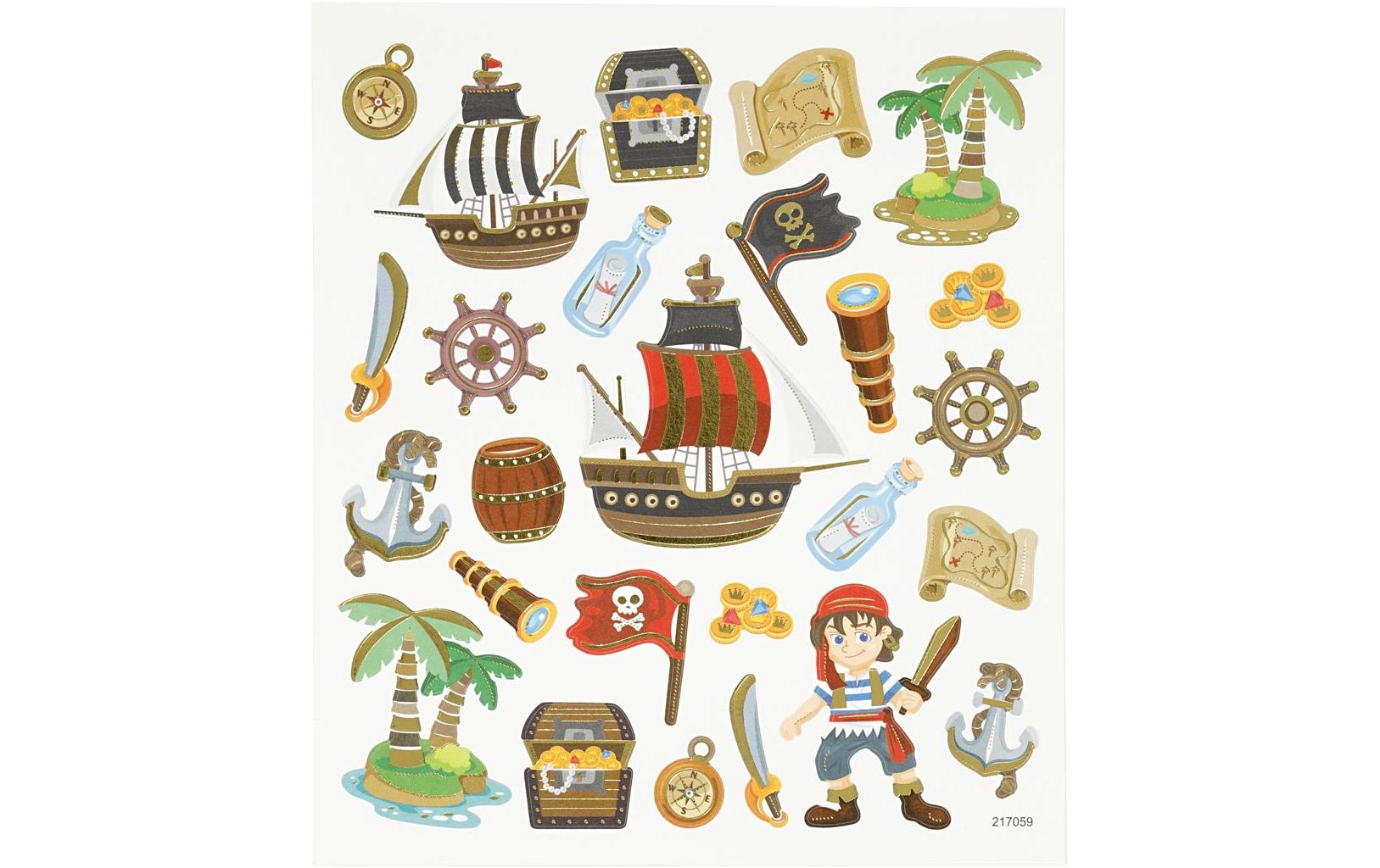 Creativ Company Sticker Piraten ca 35 Sticker, Blatt 15 x 16.5 cm