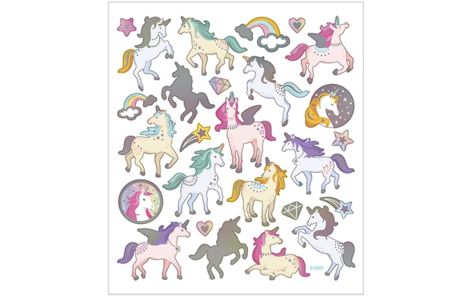 Creativ Company Sticker Einhorn ca 35 Sticker, Blatt 15 x 16.5 cm