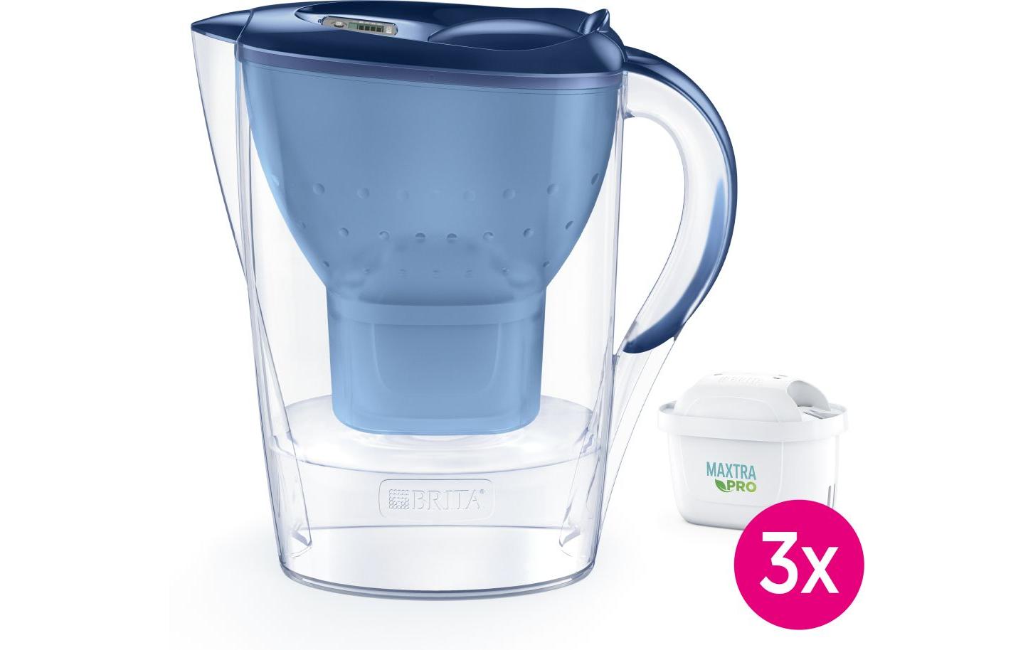 Brita Tischwasserfilter Marella blau + Kar inkl. 3 Kartuschen, 2.4 Liter