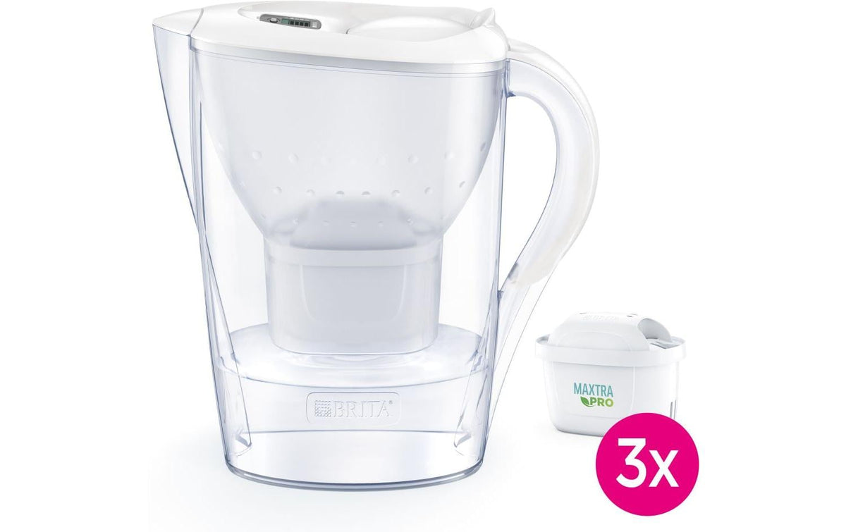 Brita Tischwasserfilter Marella weiss + Kar inkl. 3 Kartuschen, 2.4 Liter
