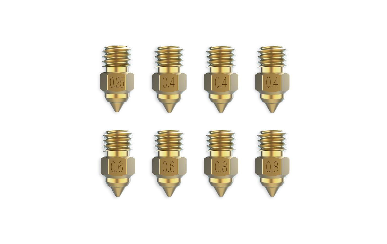Creality Düse Messing High-End 8 Stk. 3Stk ø0.4 2Stk ø0.6/0.8mm 1Stk. ø0.25mm