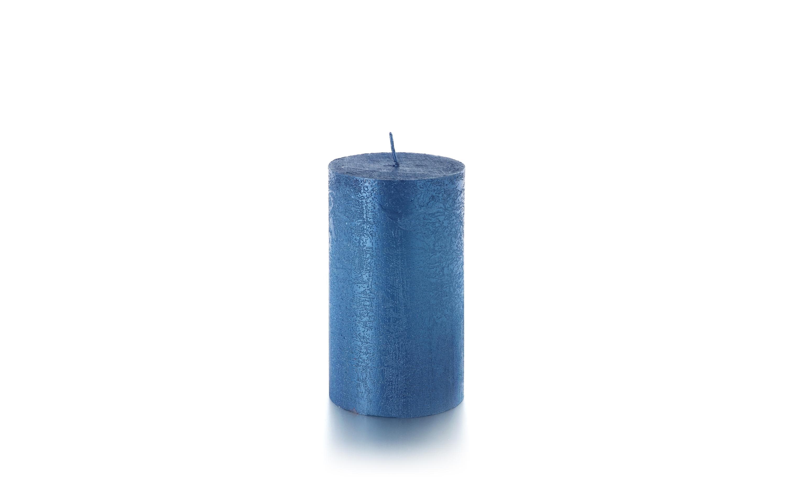 balthasar Zylinderkerze Rustico, Blau 12x7 cm (HxD)