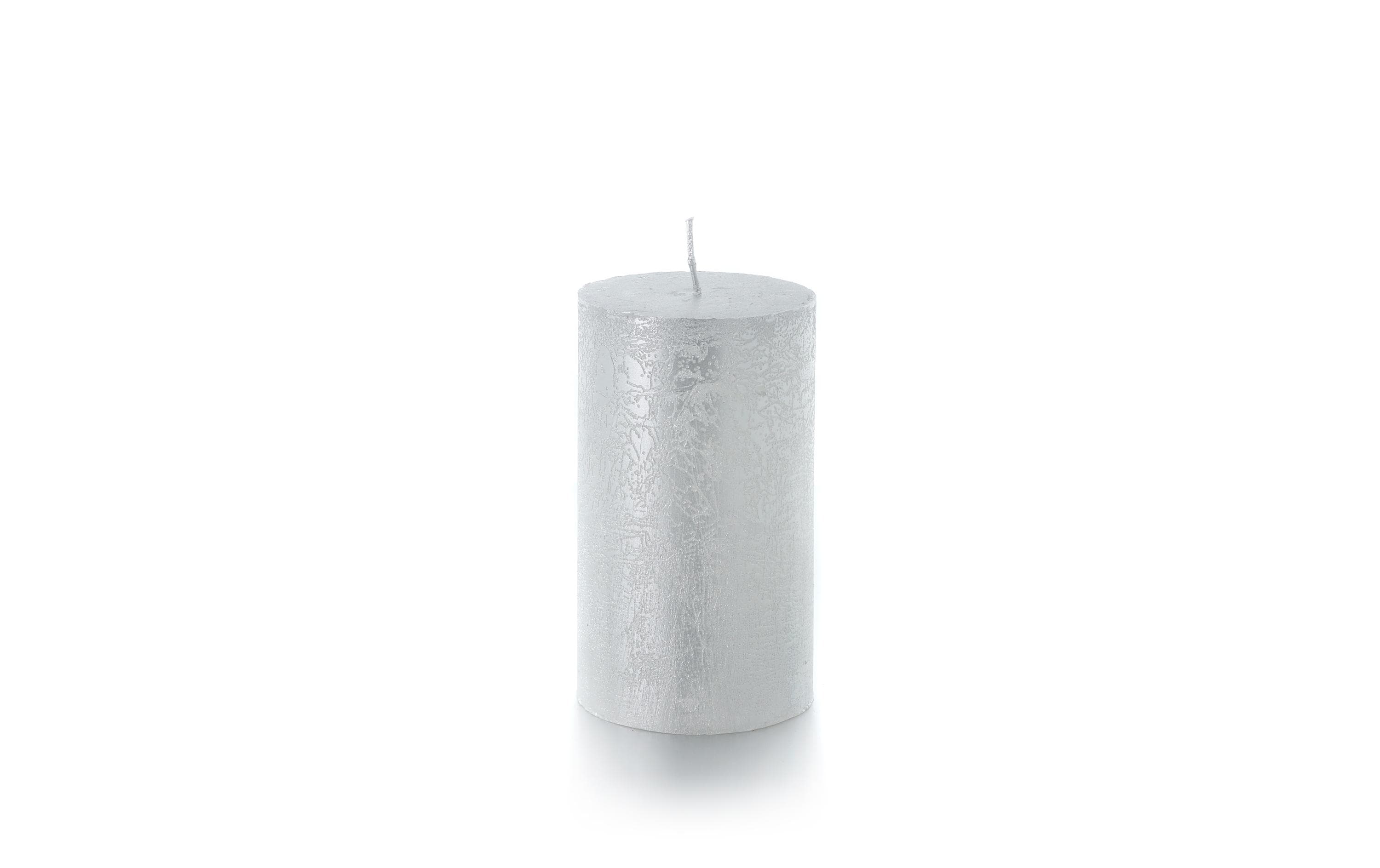 balthasar Zylinderkerze Rustico, Silber 12x7 cm (HxD)