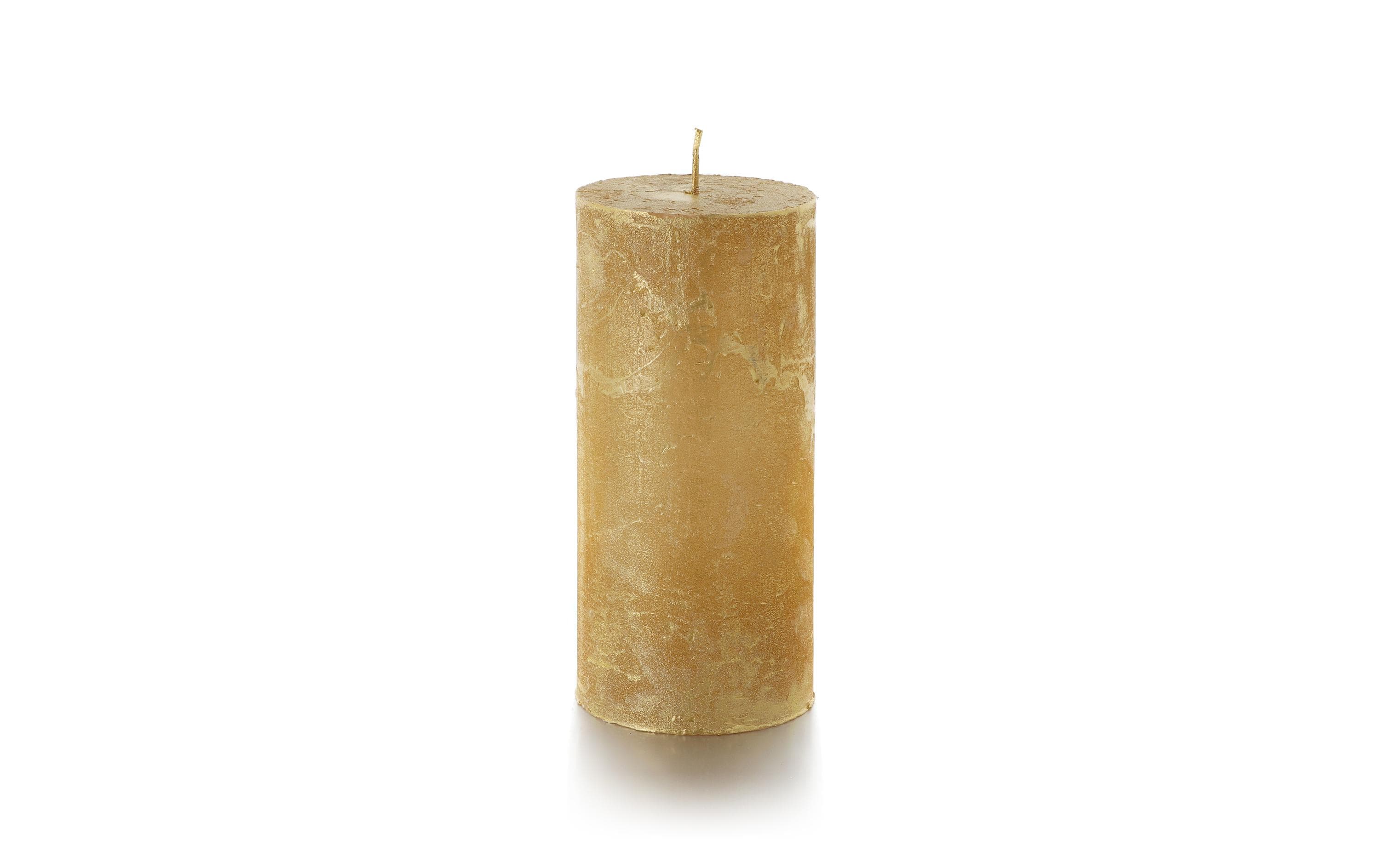 balthasar Zylinderkerze Rustico, Gold 15x7 cm (HxD)