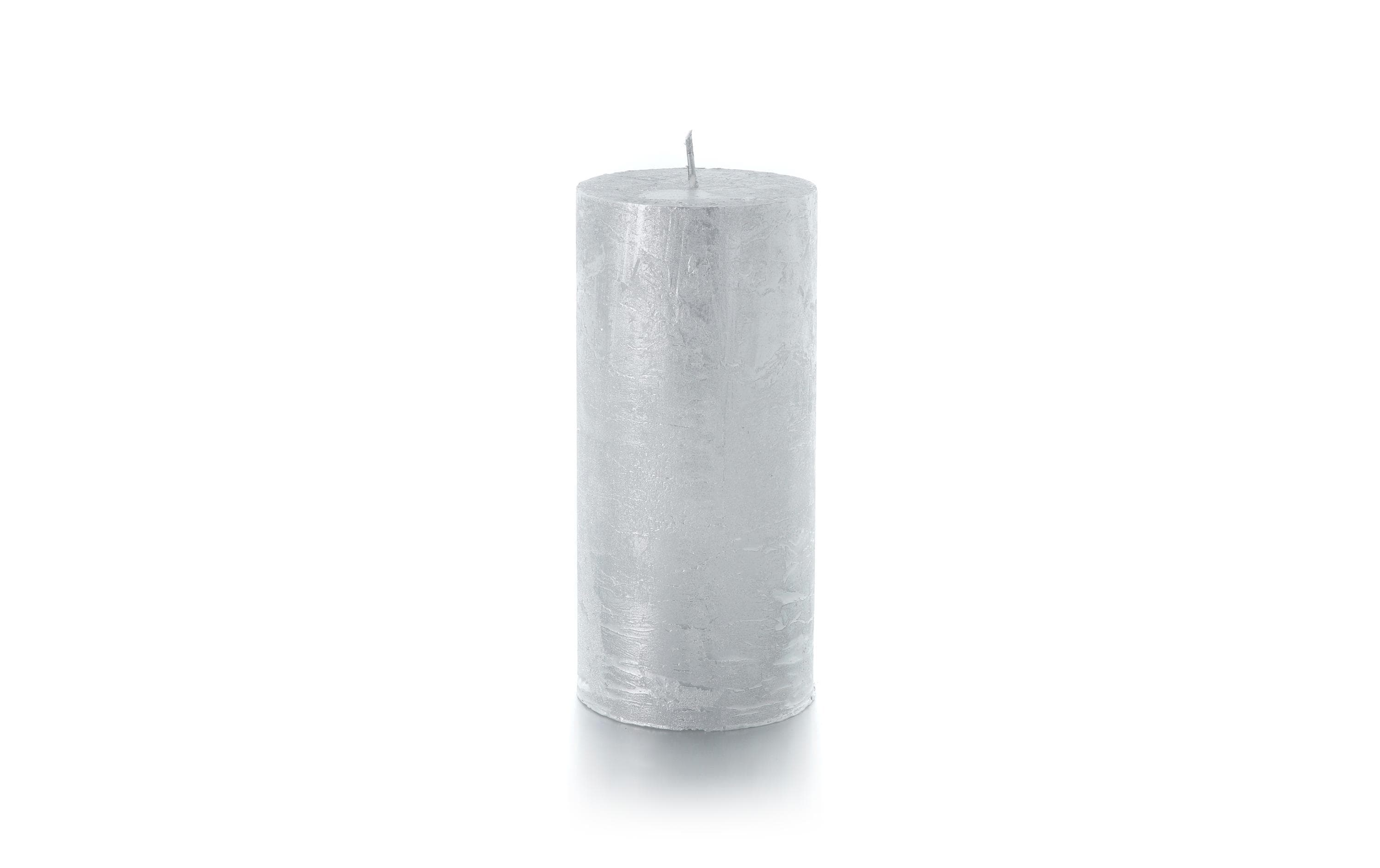balthasar Zylinderkerze Rustico, Silber 15x7 cm (HxD)