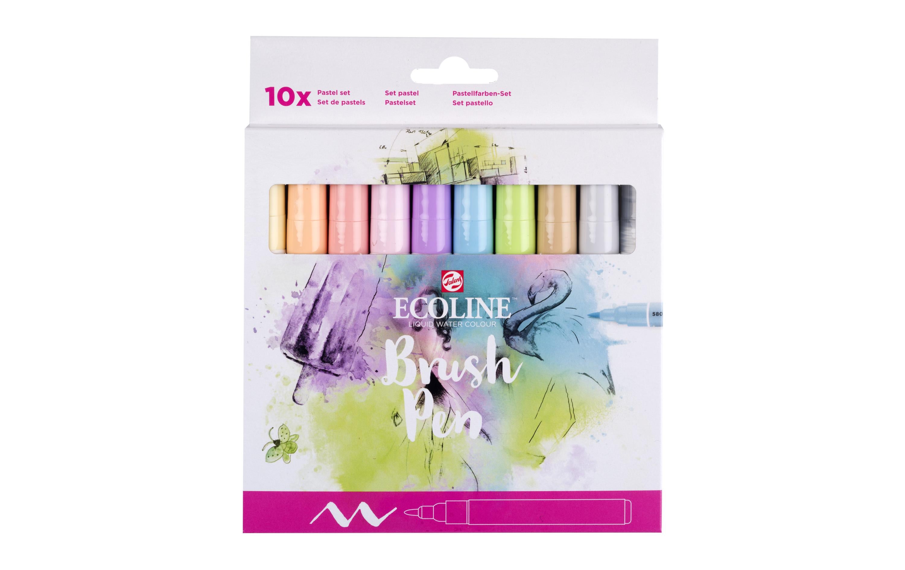 Talens Brush Pen Ecoline Set Pastell 10 Brush Pens