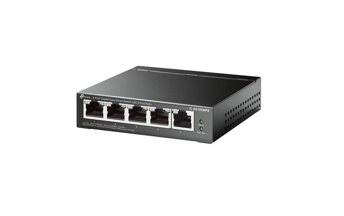 TP-Link TL-SG105MPE:5Port PoE+ Easy Switch 4xPoE+, 120W PoE Budget, Stahlgehäuse