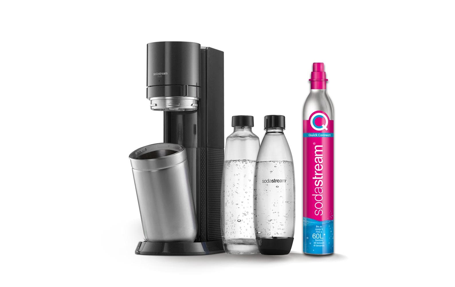 Sodastream DUO black inkl. 60L Zylinder, 1L Glaskar, 1LFlasche