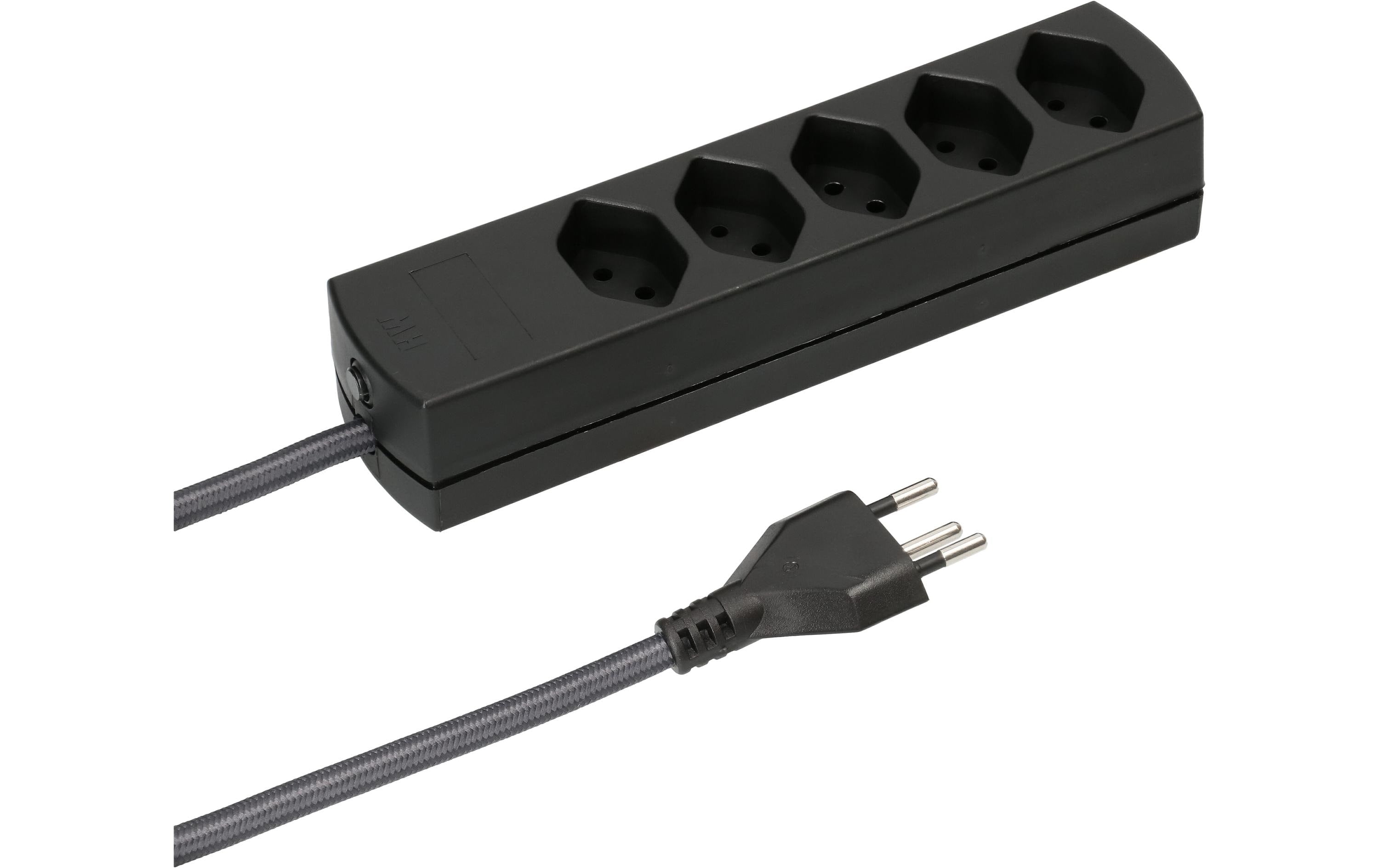 maxTEX Steckdosenleiste 5x T13 schwarz-anthrazit