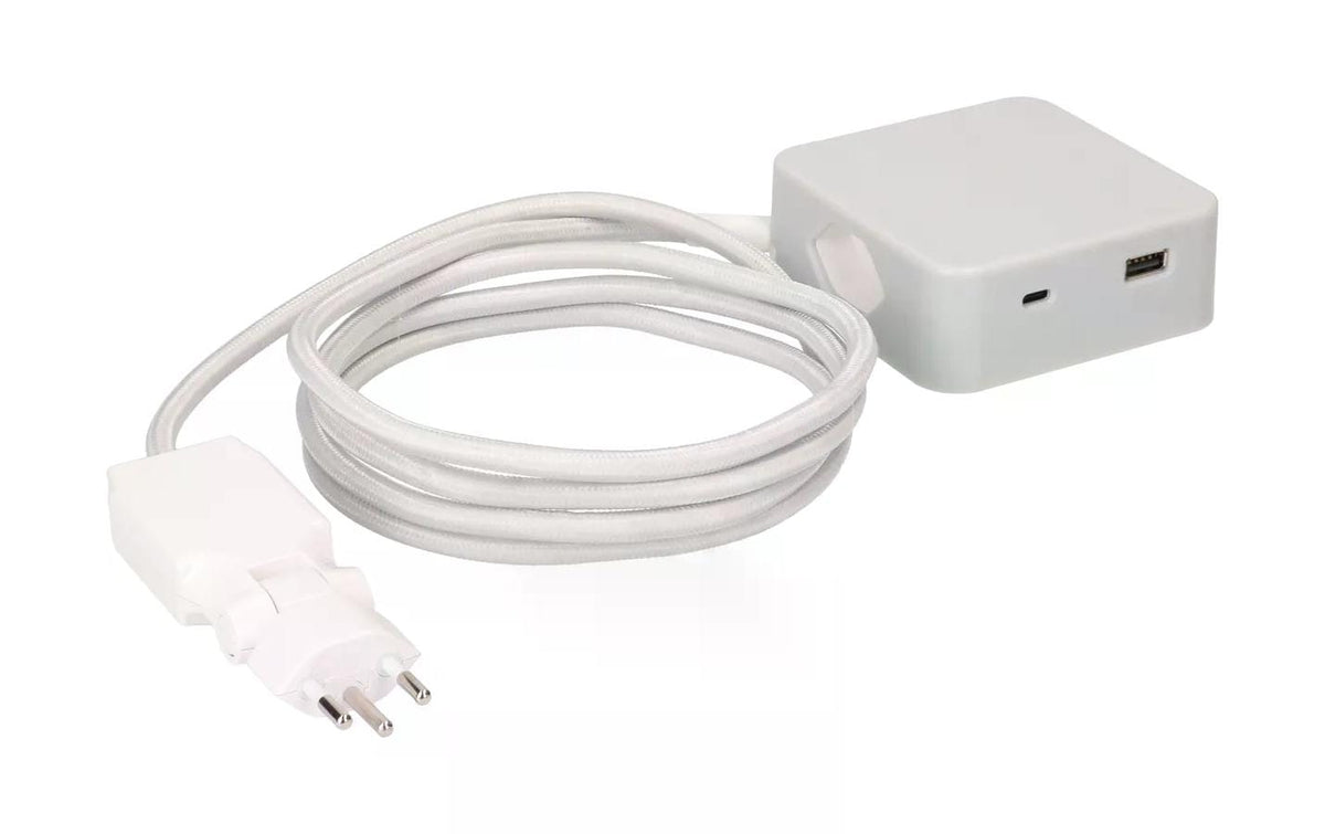 maxTex Steckdosenleiste Cube 3x T13, USB A/C, Grau/Weiss