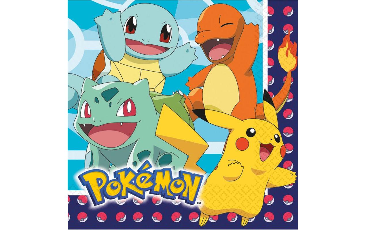 Pokemon Servietten 33 x 33 cm, 16 Stück, Papier
