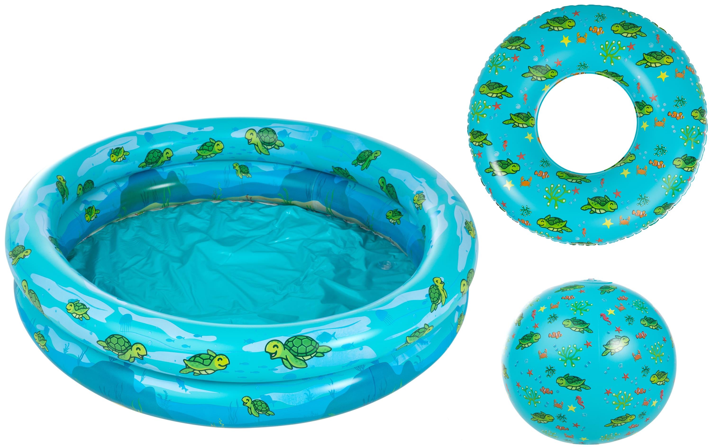 FTM Pool Set Kinderpool, Ring, Ball, Schildkrötenmuster