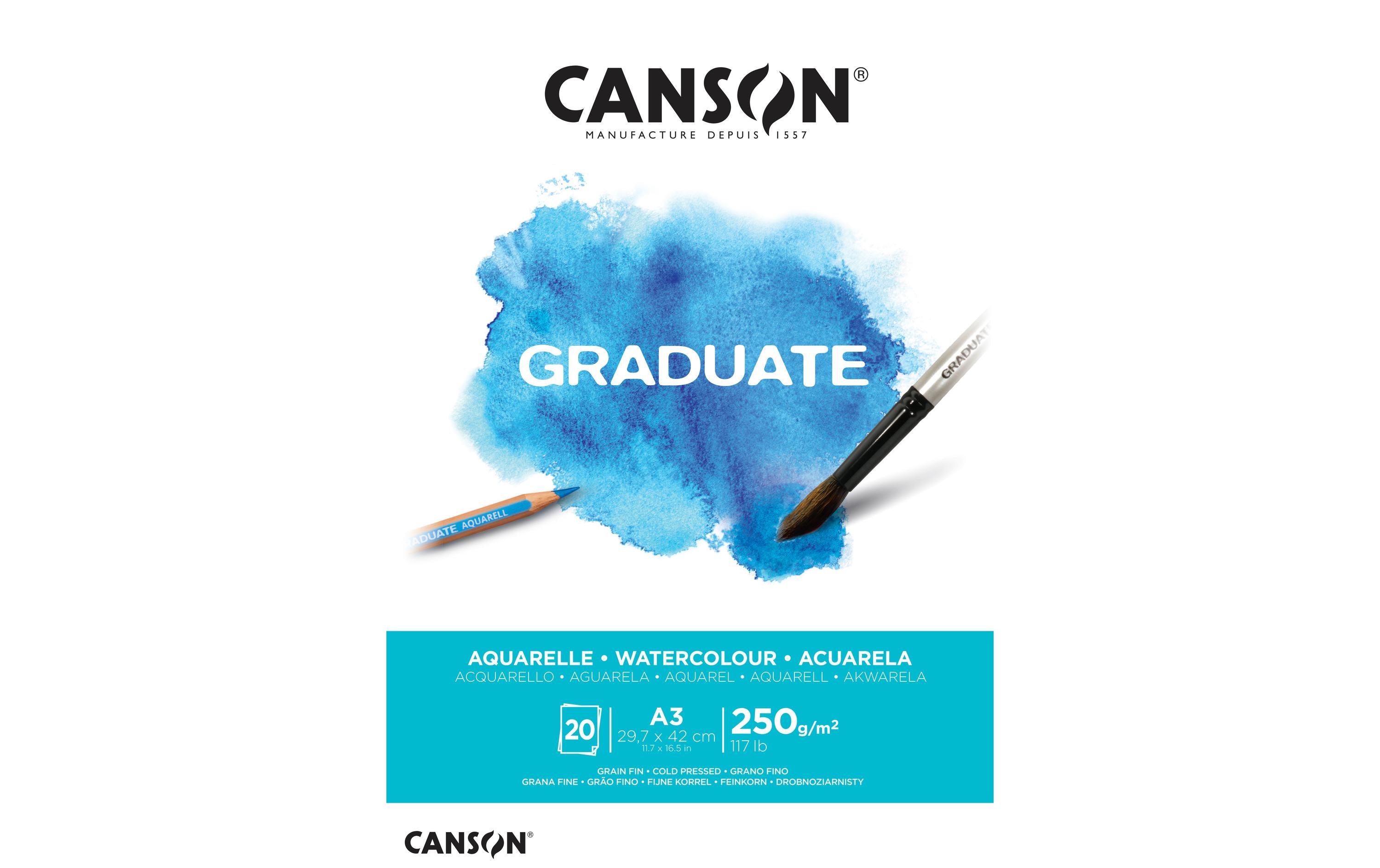 Canson Block Graduate Aquarell A3 250g/m2, 20Bl, fein, FSC
