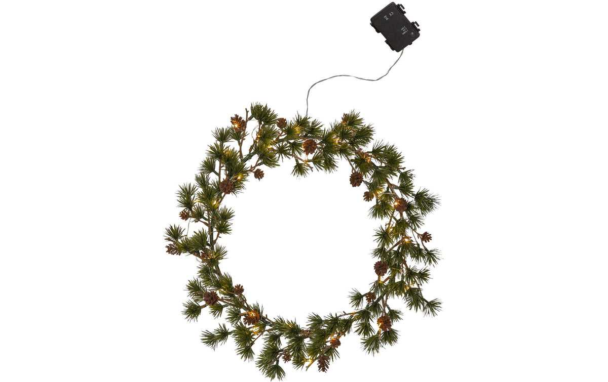 Star Trading Kranz Larix IP44, Warmweiss, Grün
