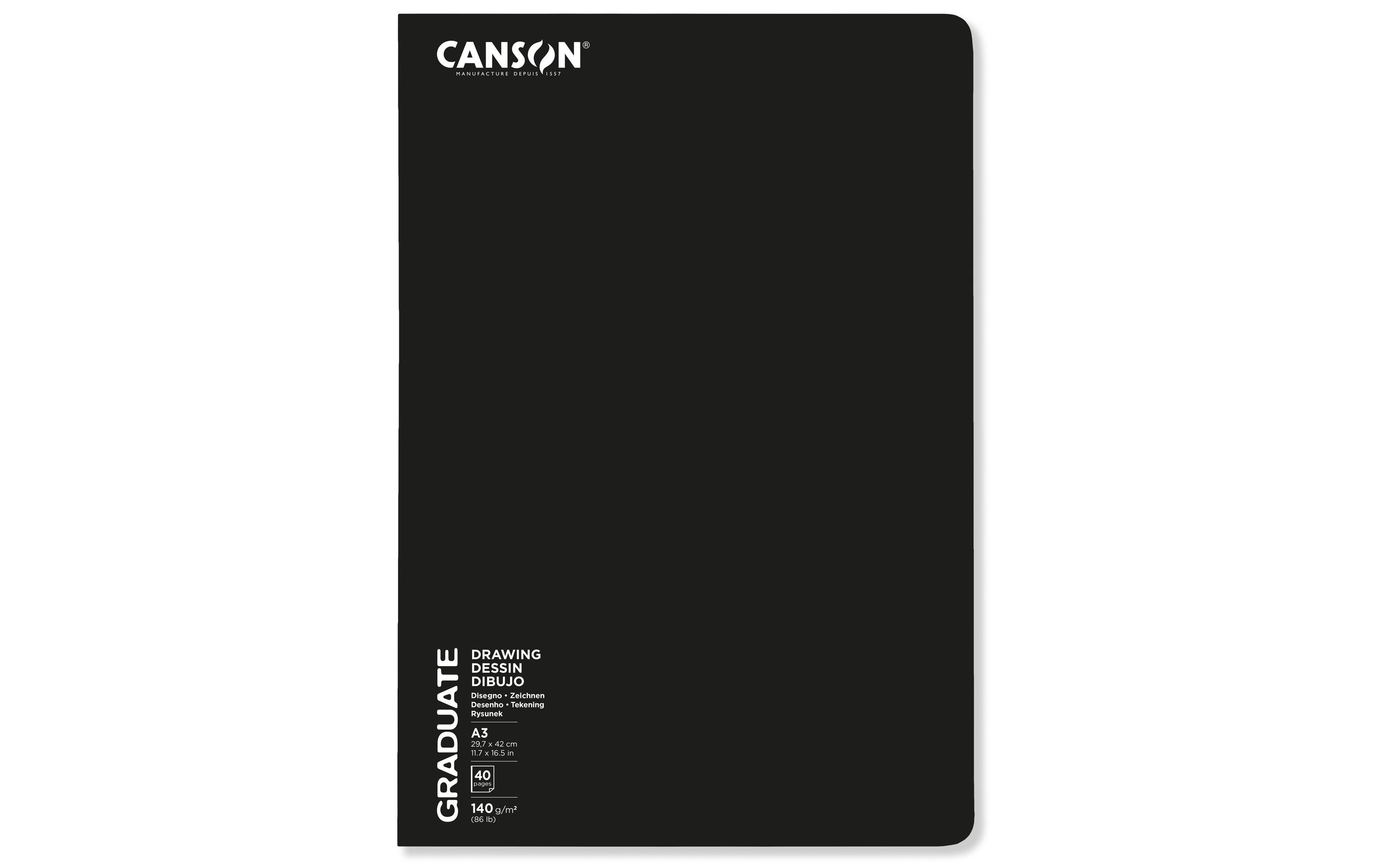 Canson Zeichenheft Graduate Agrafe A3 140g/m2, 20Bl, leicht gekörnt, Softcv, FSC