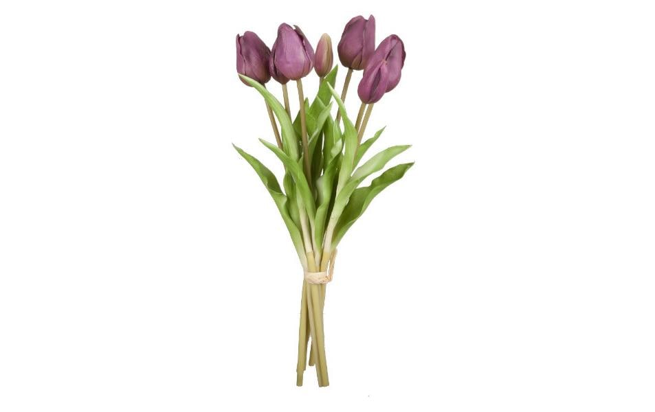 Dekomat Strauss TulpenRoyla,Violett,7er Set 38x20 cm (HxD),weicher Kunststoff Realtouch