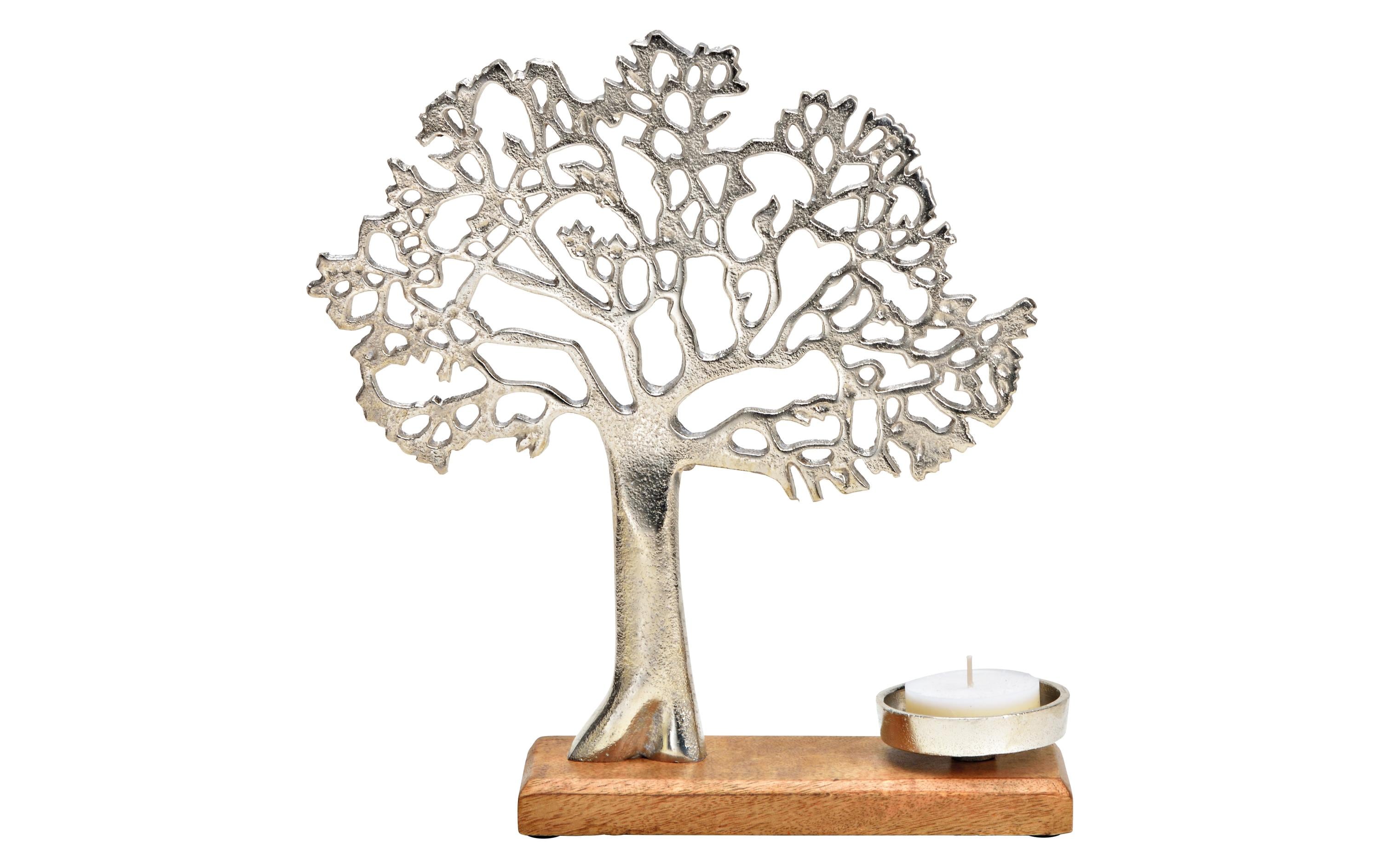 G. Wurm Teelichthalter Baum Mangoholz/Metall, 31x33x8cm