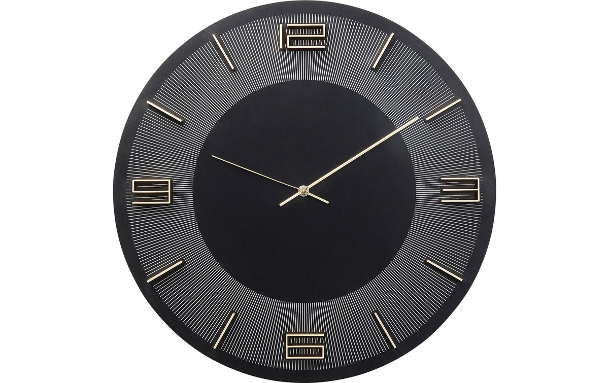 Kare Wanduhr Leonardo Grösse: 49x49x5cm, Schwarz/Gold