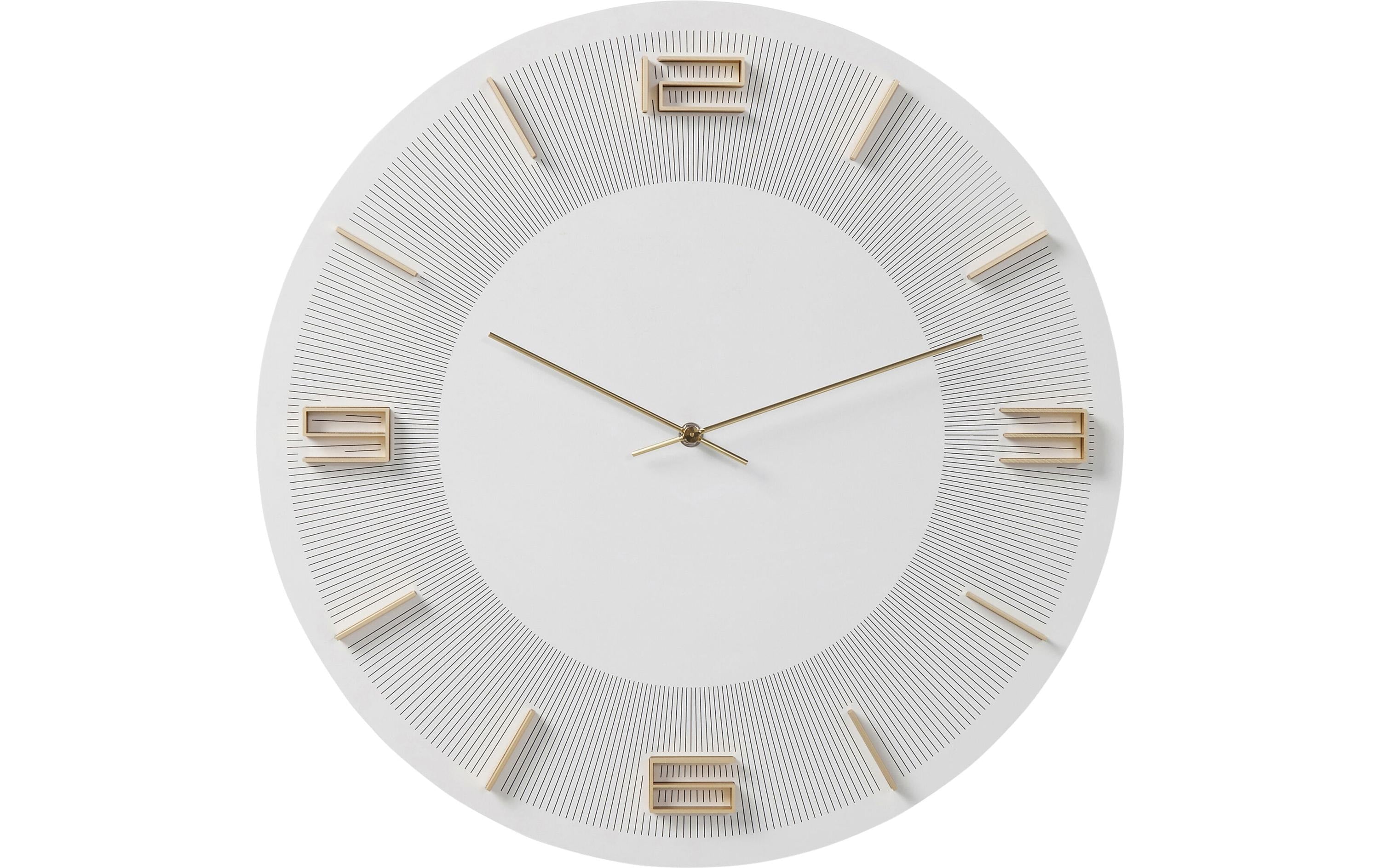 Kare Wanduhr Leonardo Grösse: 49x49x5cm, Weiss/Gold