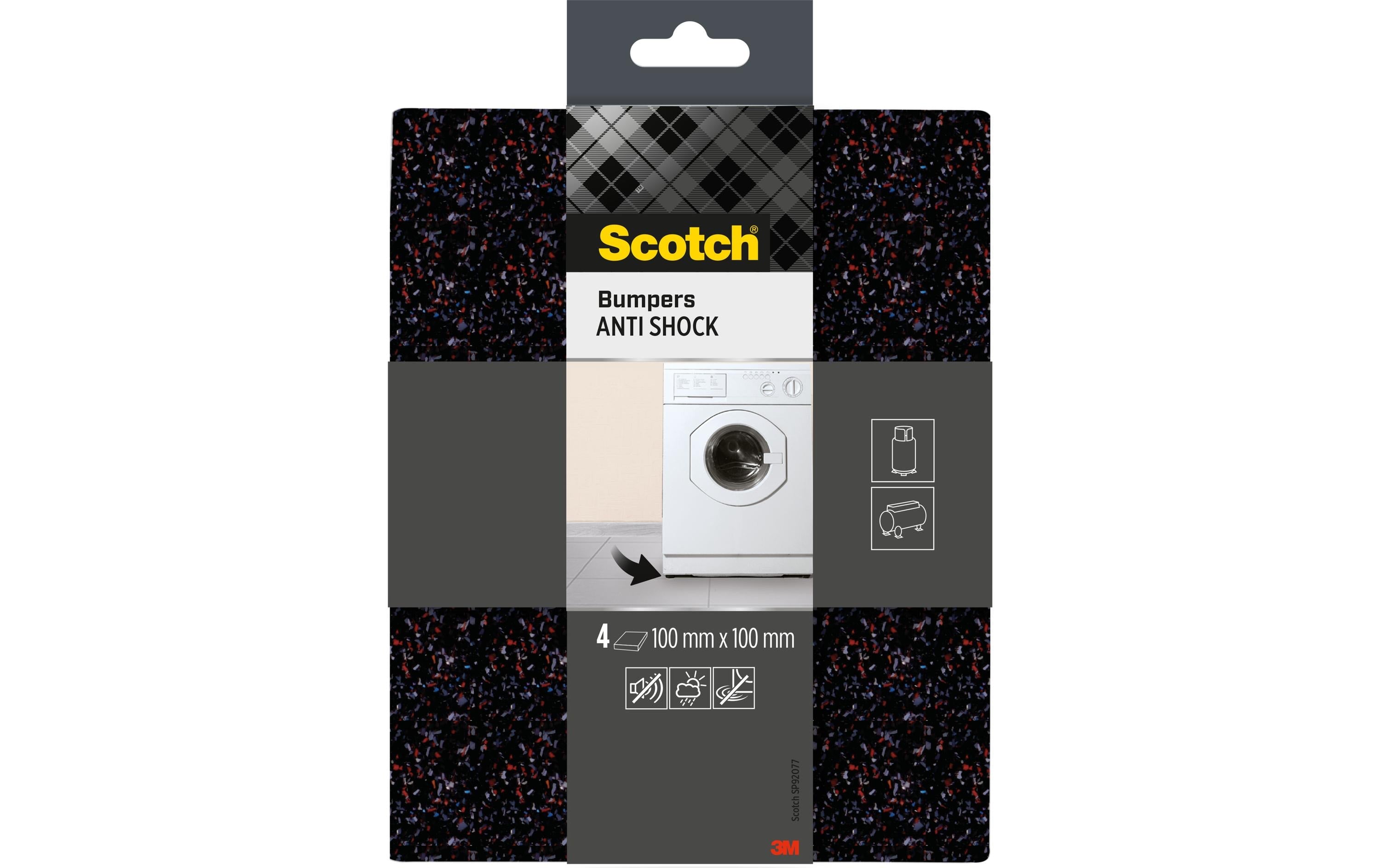 Elastikpuffer, schwarz, 100mm x 100mm, Scotch Elastikpuffer Waschmaschine
