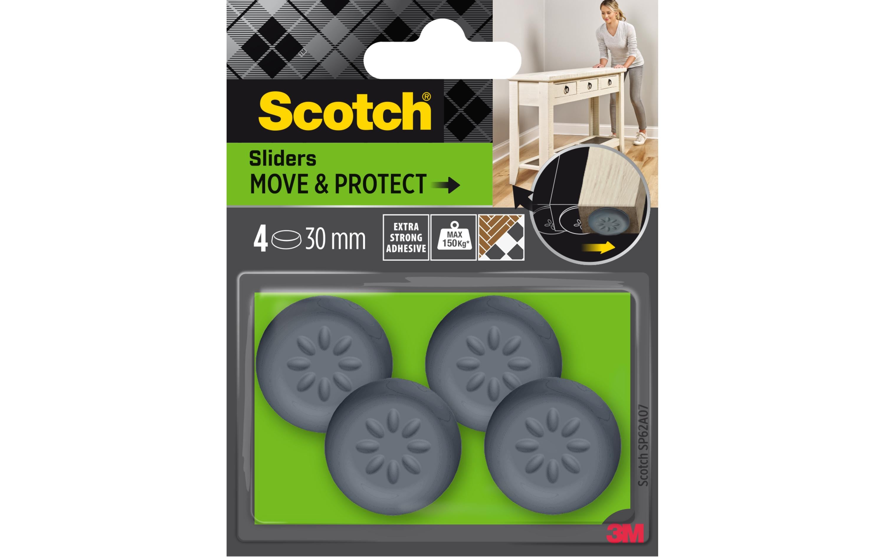 Move & Protect Stuhlgleiter Ø 30mm Robuste Stuhlbeingleiter von Scotch