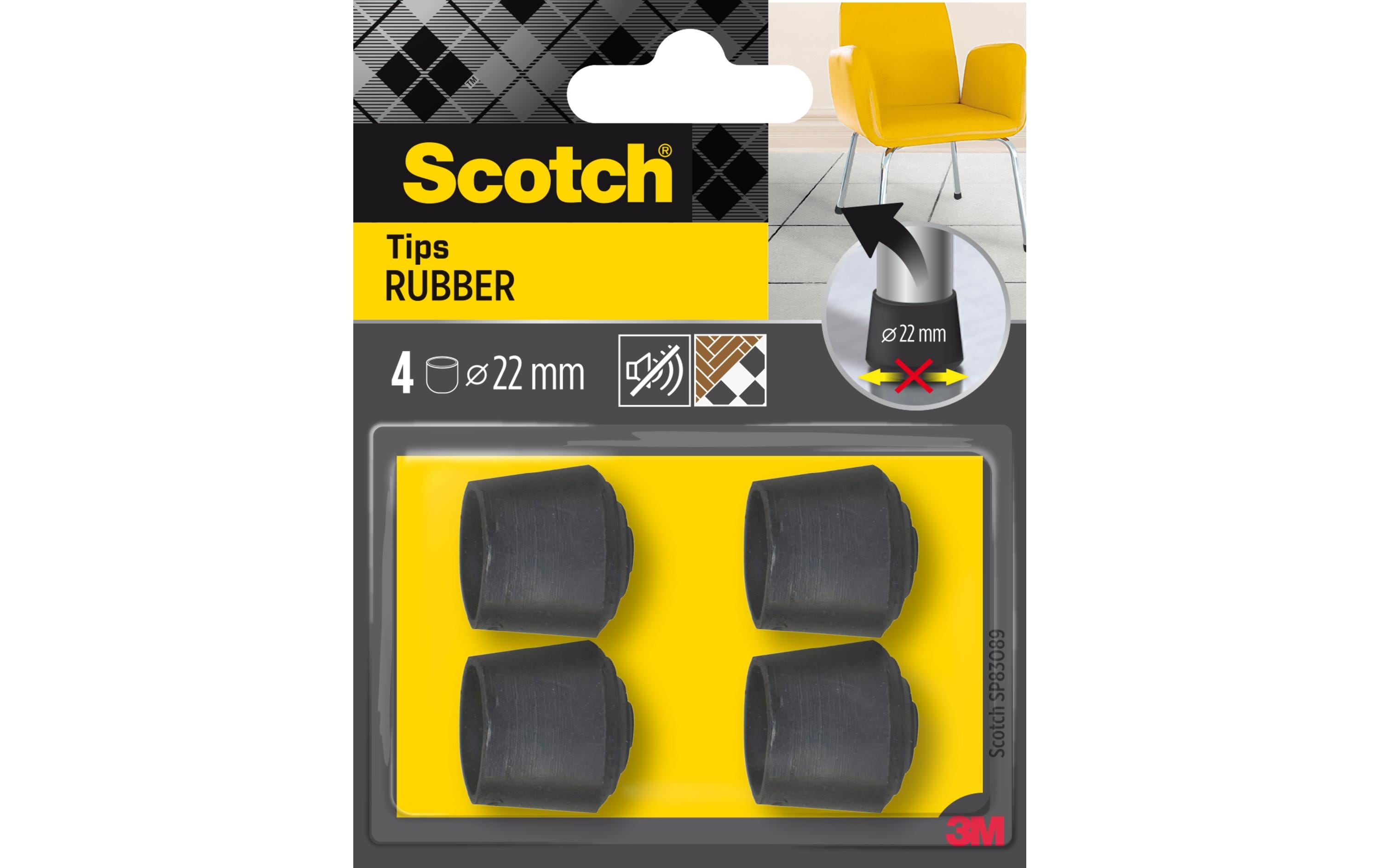 Stuhlbeingleiter schwarz, Ø 22mm, Robuste Stuhlgleiter von Scotch