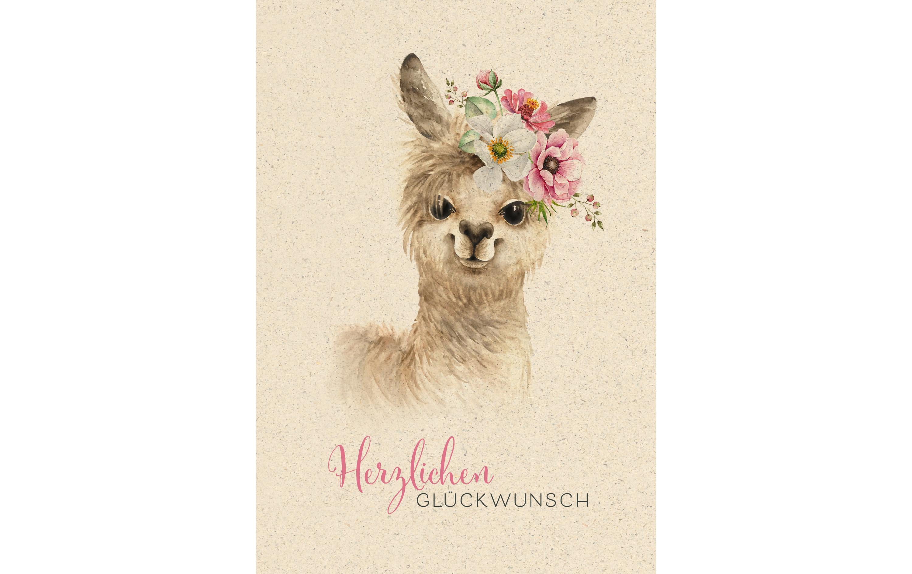 Bu Natur Verlag Geburstagskarte Lama, 12.2 x 17.5 cm