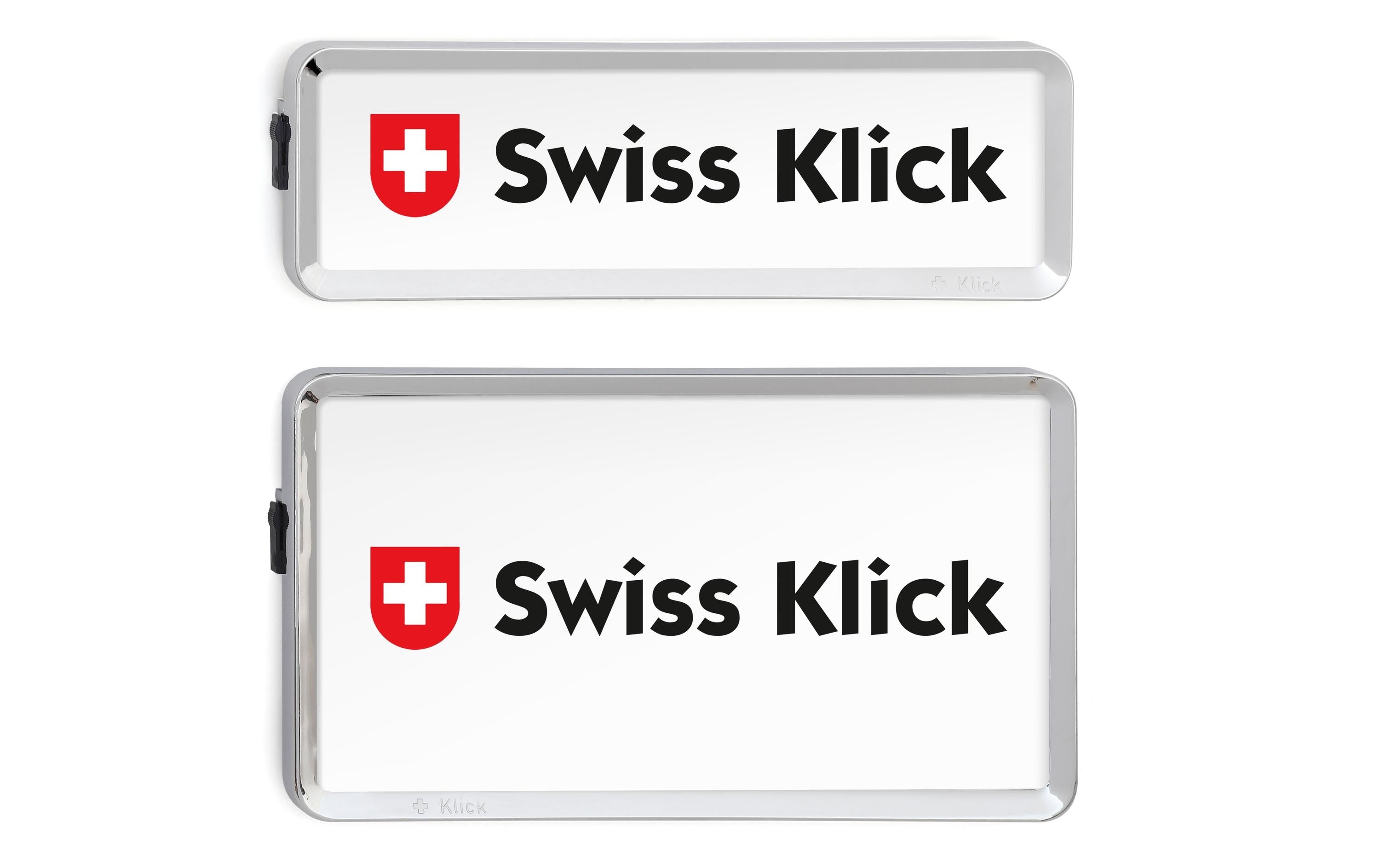 SWISS KLICK Nummernrahmen Hochformat SET Chrom glanz, 8x30 + 16x30cm