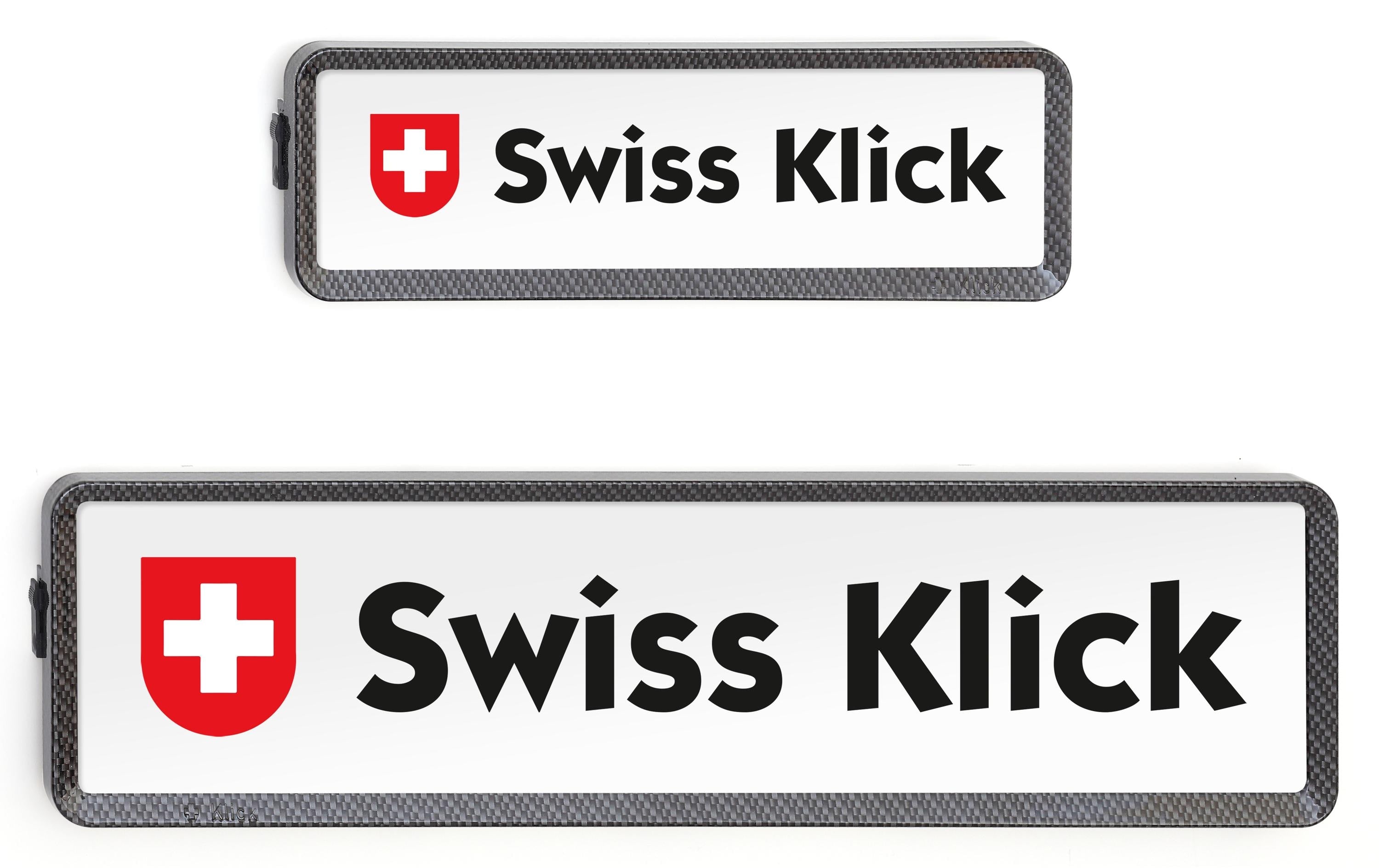 SWISS KLICK Nummernrahmen Langformat SET Carbon Look, 8x30 + 11x51cm