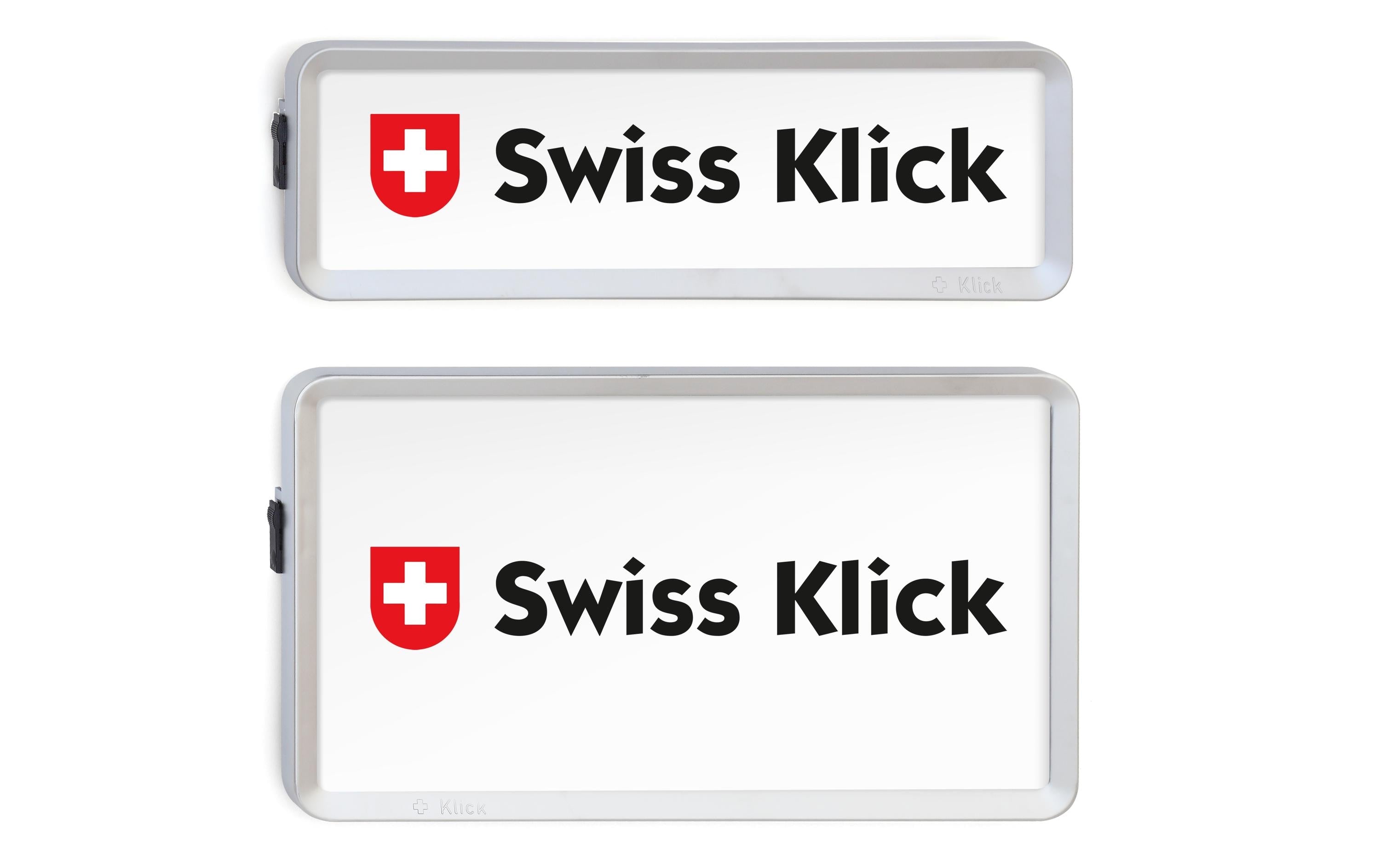 SWISS KLICK Nummernrahmen Hochformat SET Chrom matt, 8x30 + 16x30cm
