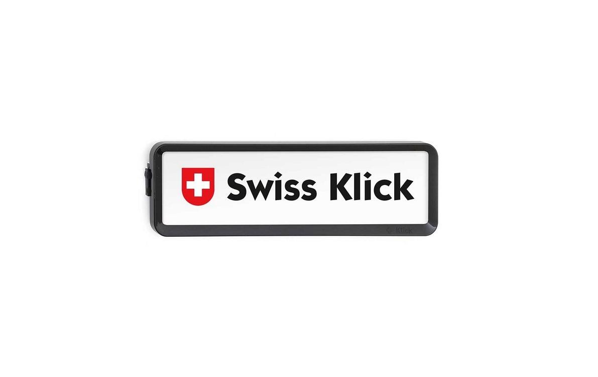 SWISS KLICK Nummernrahmen vorne Schwarz 8x30cm