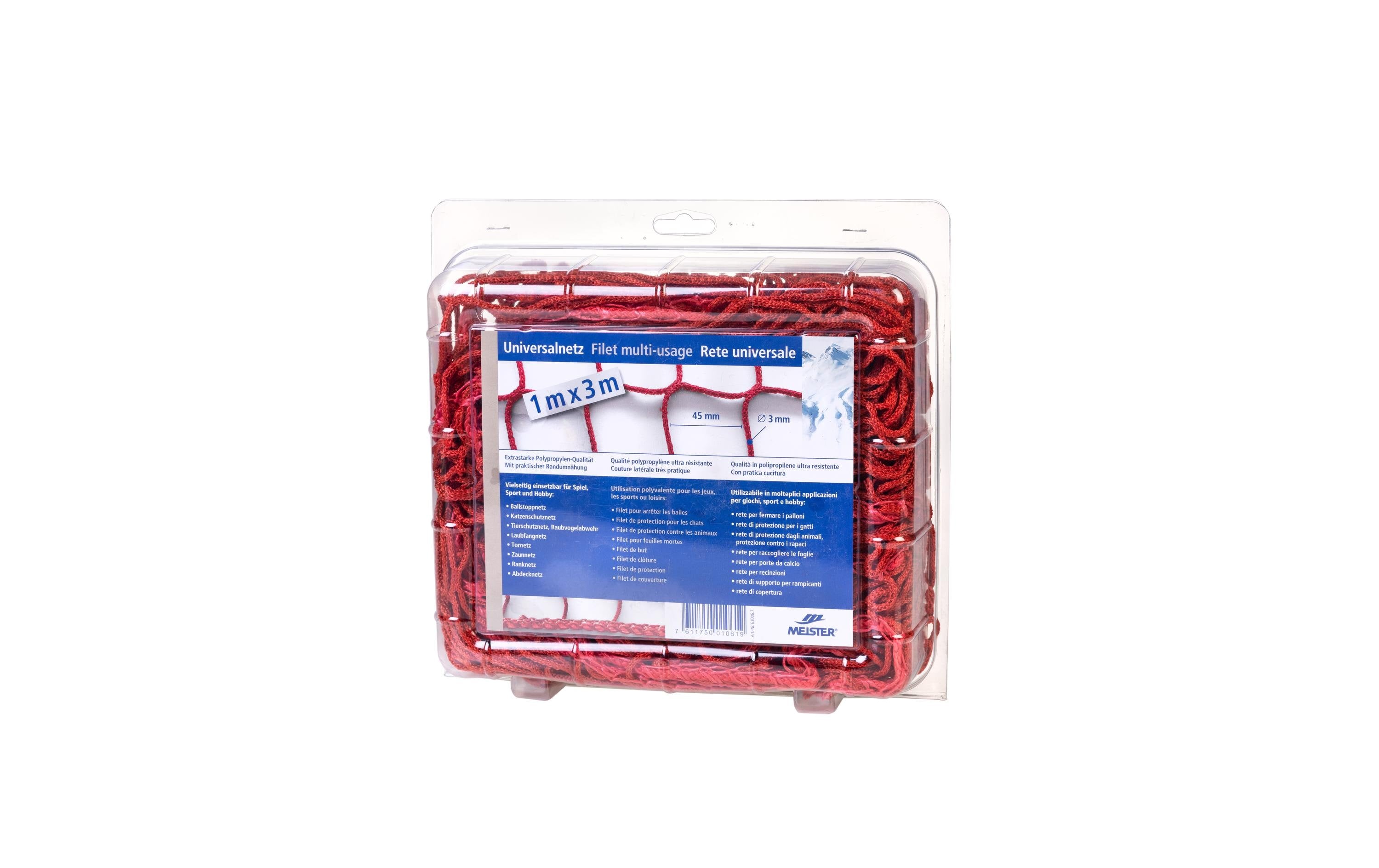 Universalnetz PP 3mm/1x3m rot MW 45mm, knotenlos
