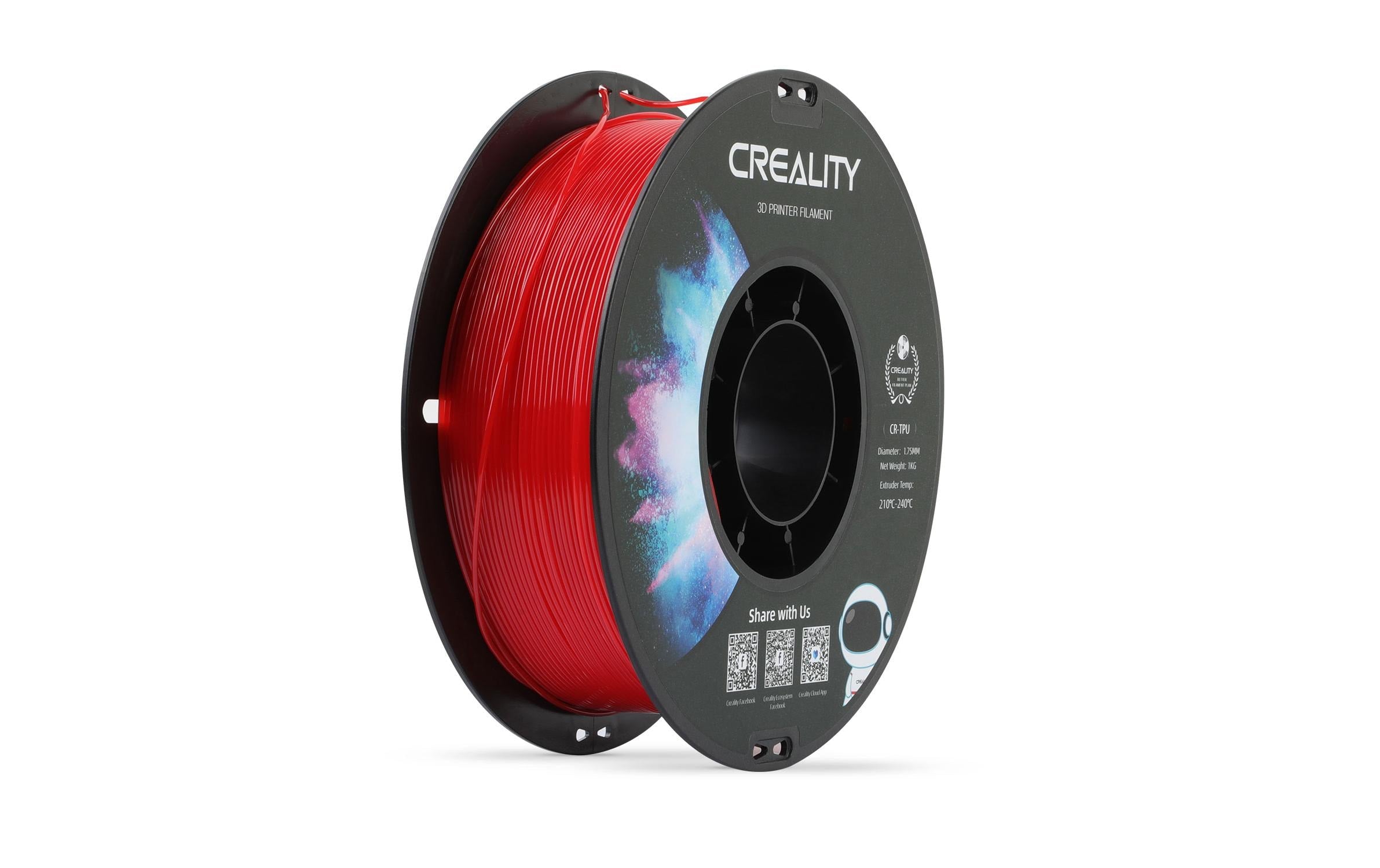 Creality Filament TPU Rot 1.75mm Filament, 210-240 Grad, 1Kg, Rot