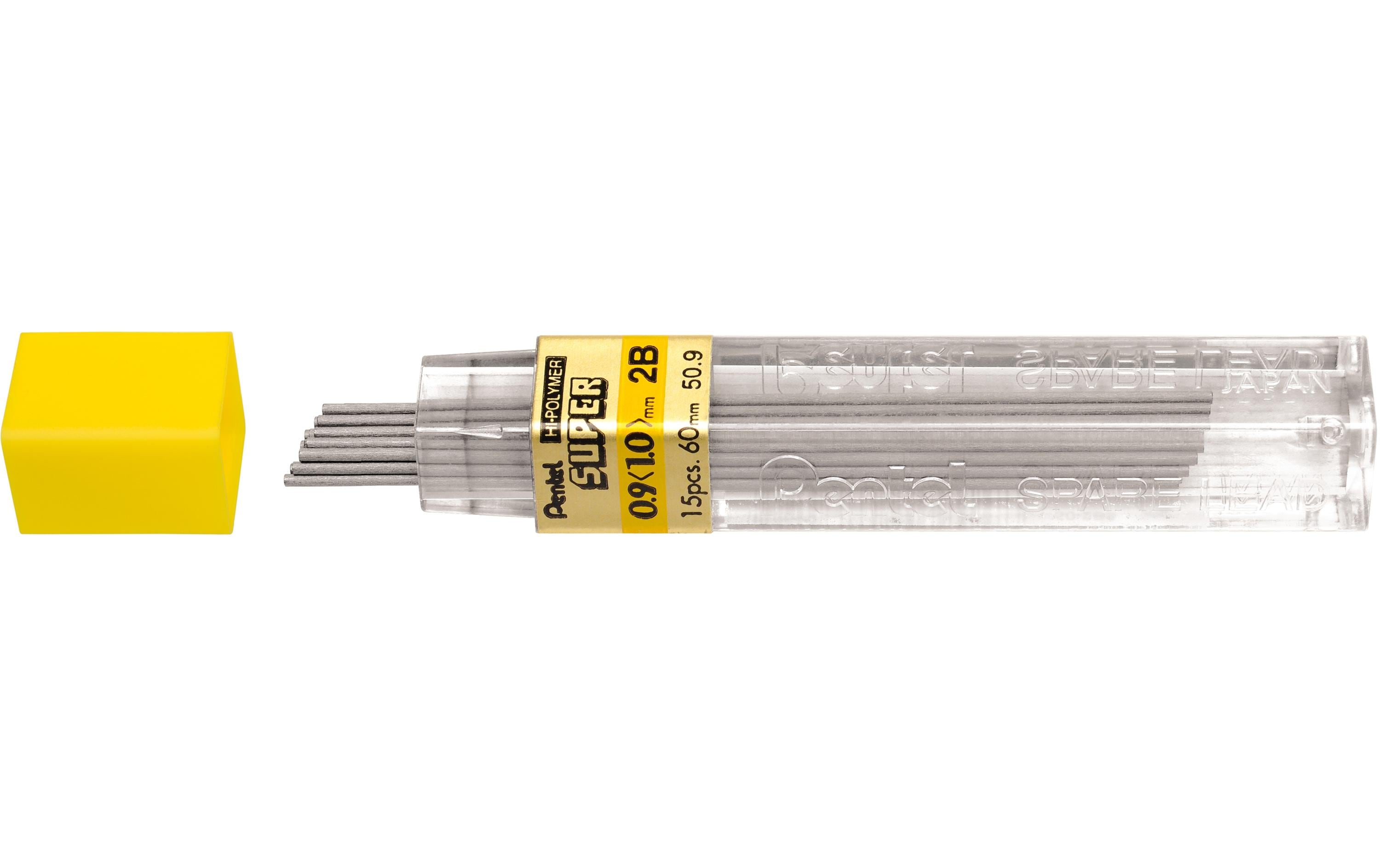 Pentel Minen Hi-Polymer Super 0.9 mm, 2B, Dose mit 15 Minen