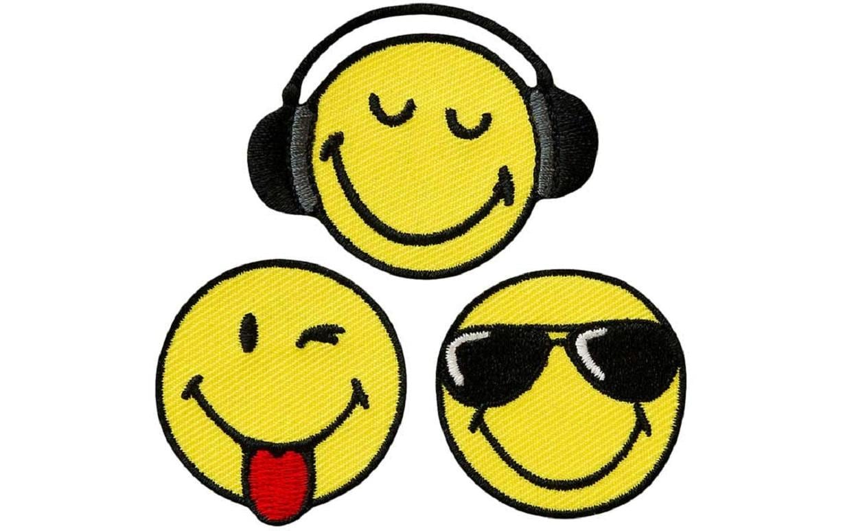 Monoquick Aufbügelbild Midi Smiley Cool, 3 Stück