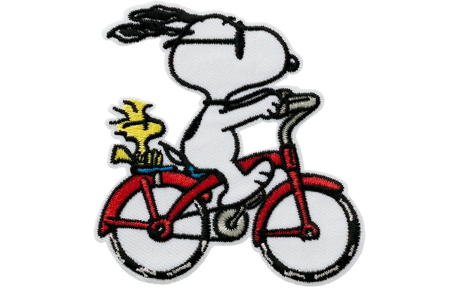 Monoquick Aufbügelbild Midi Peanuts Snoopy Fahrrad