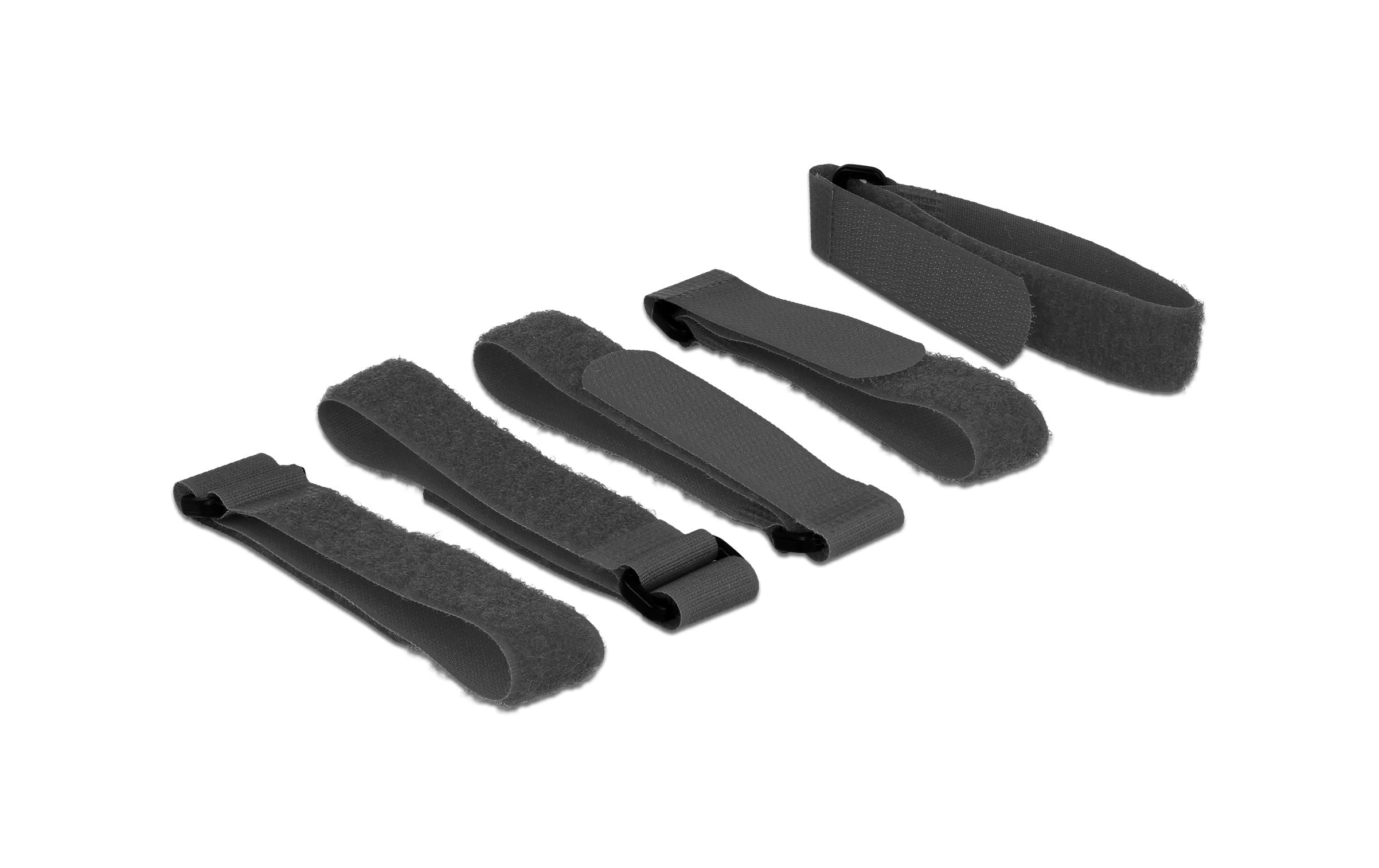 Delock Klett-Kabelbinder L:300 x B:20mm 5 Stück, schwarz