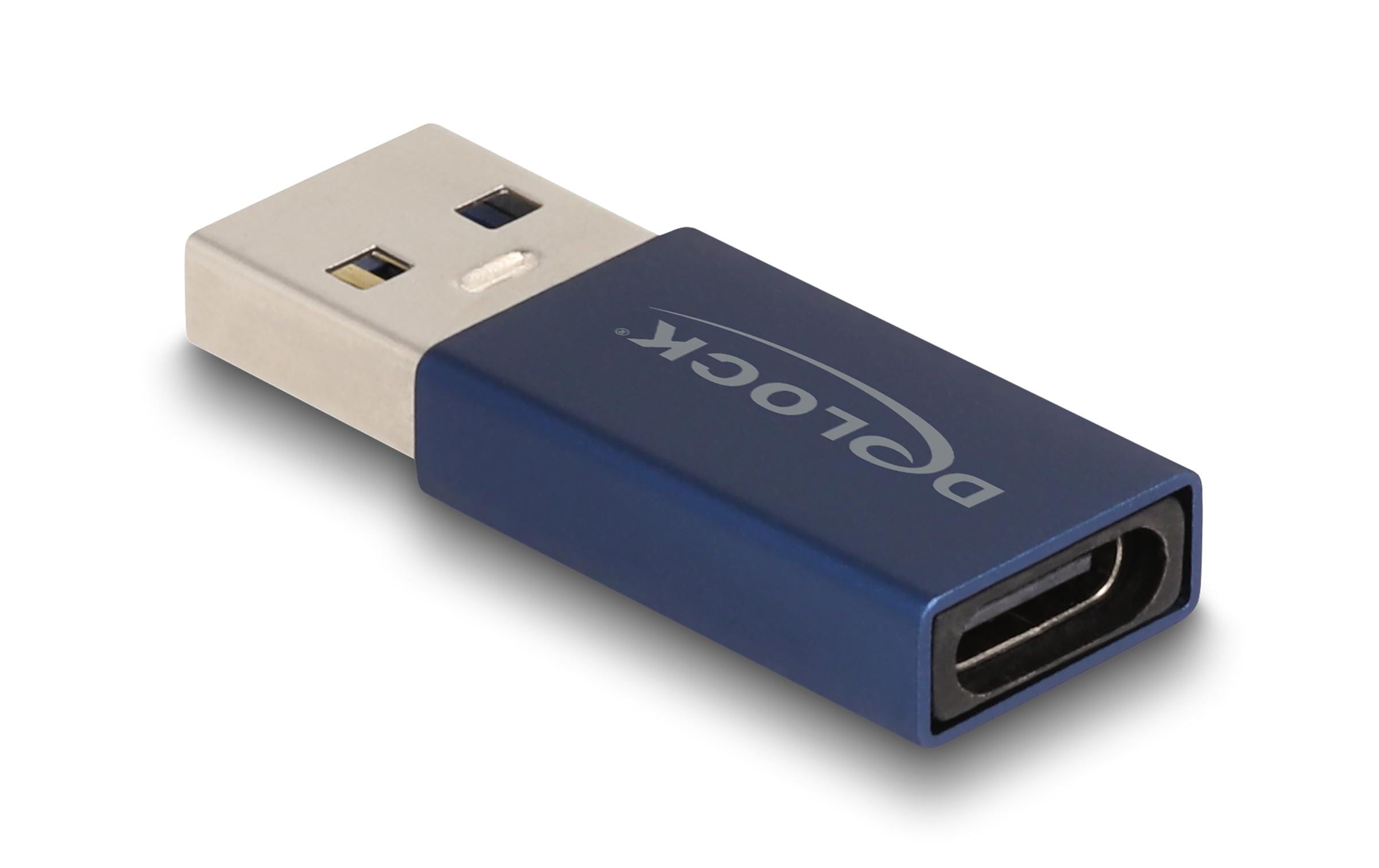 Delock USB3.2 Adapter A-Stecker zu C-Buchse bis 10 Gbps, blau