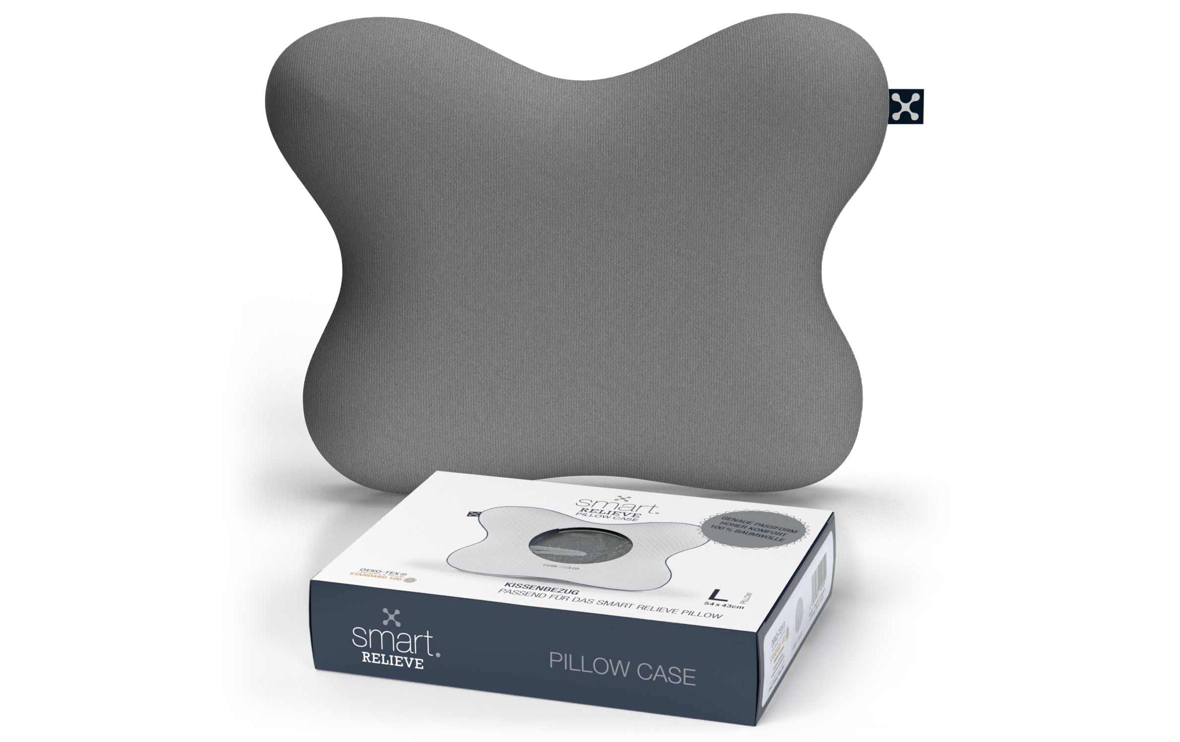 Smart Sleep smart Relieve Pillow Case Bezug, 100% Baumwolle, 40°C, Grau