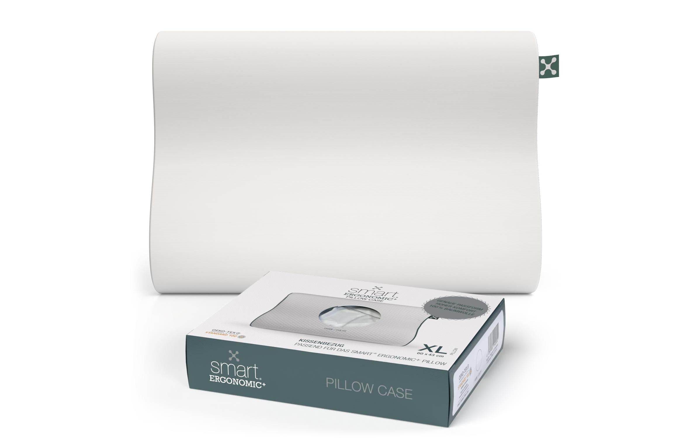 Smart Sleep smart Ergonomic+ Pillow Case Bezug, 100% Baumwolle, 40°C, Weiss