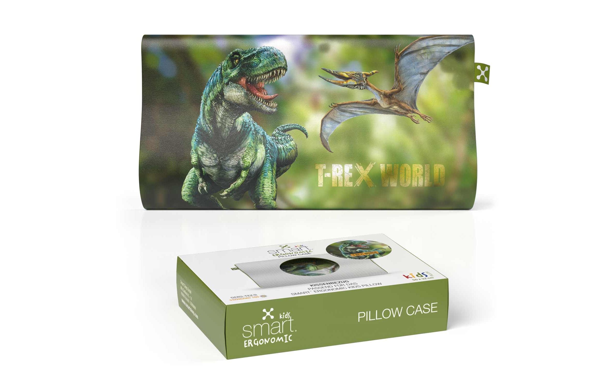 Smart Sleep smart Kids Ergon. Pillow Case Bezug, 100% Baumwolle, 40°C, T-Rex