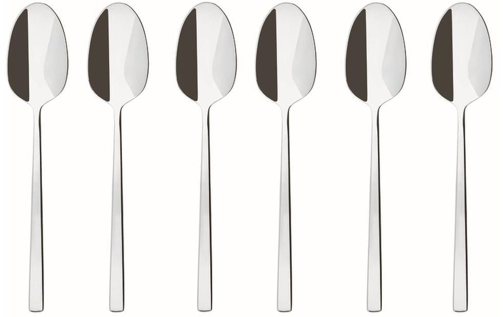 Sambonet Teelöffel Rock Inox 6er Set, Silbrig, Edelstahl SS, GK