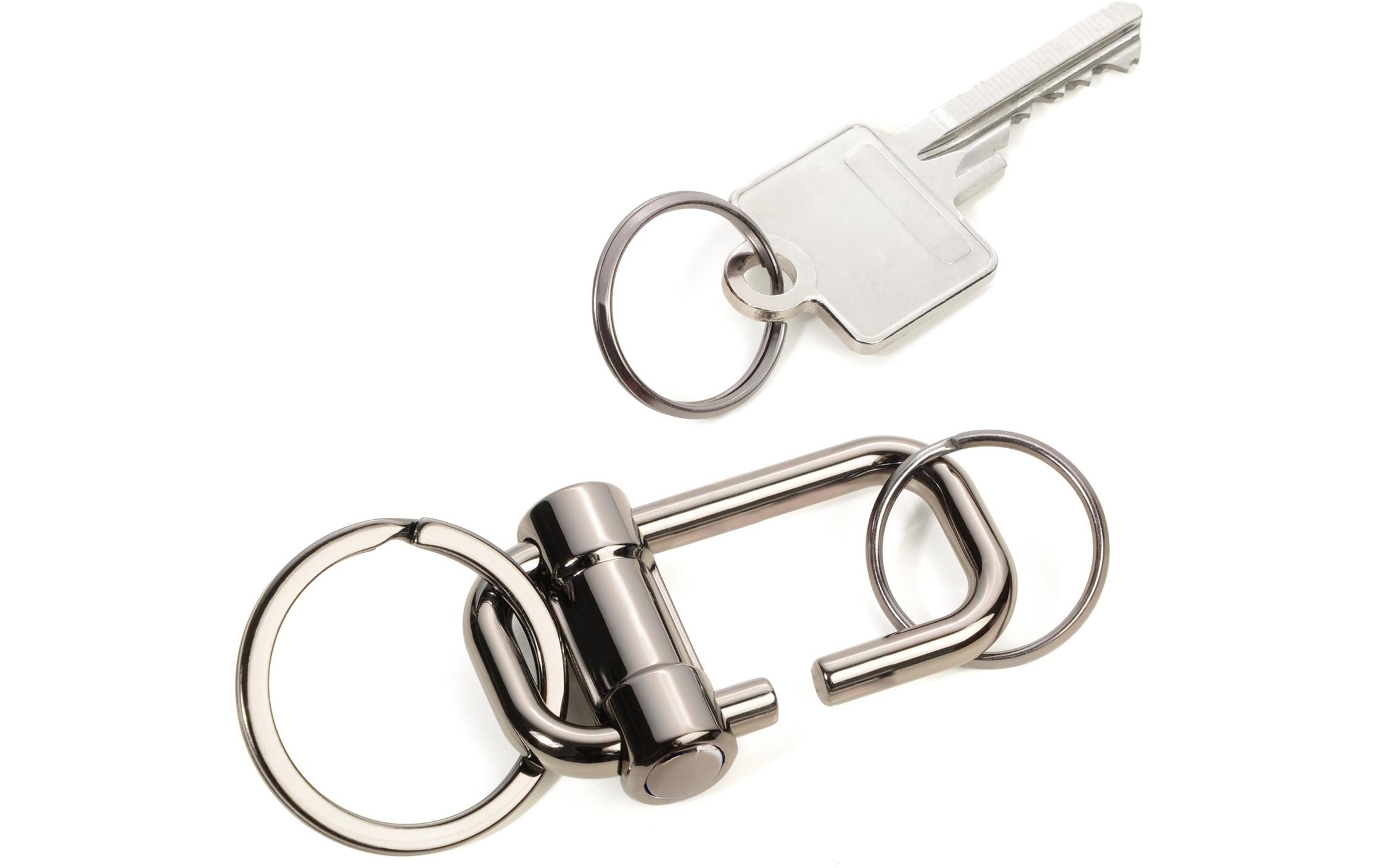 TROIKA Schlüsselanhänger 2 Way Key mit 3 Ringen, Schiebeverschluss, gunmetal
