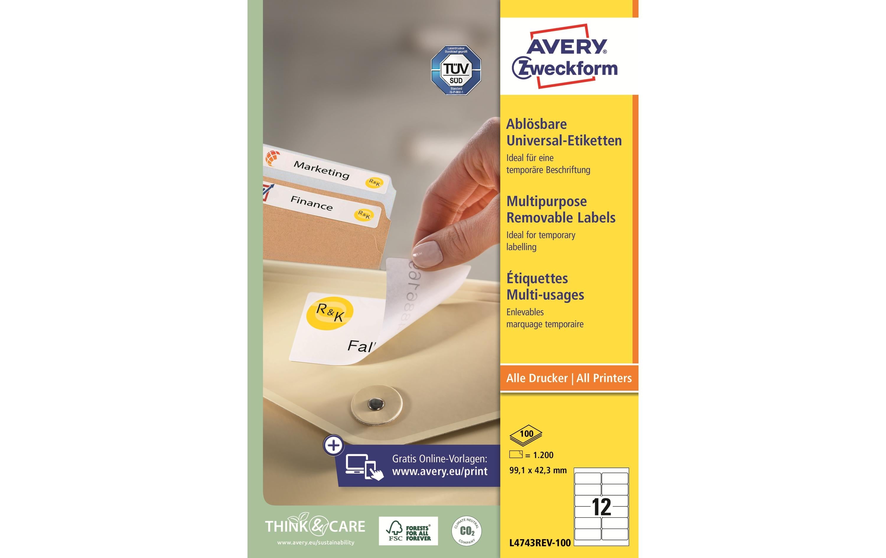 AZ Universal-Etiketten non-perm., 1200 Stk 99,1 x 42,3 mm