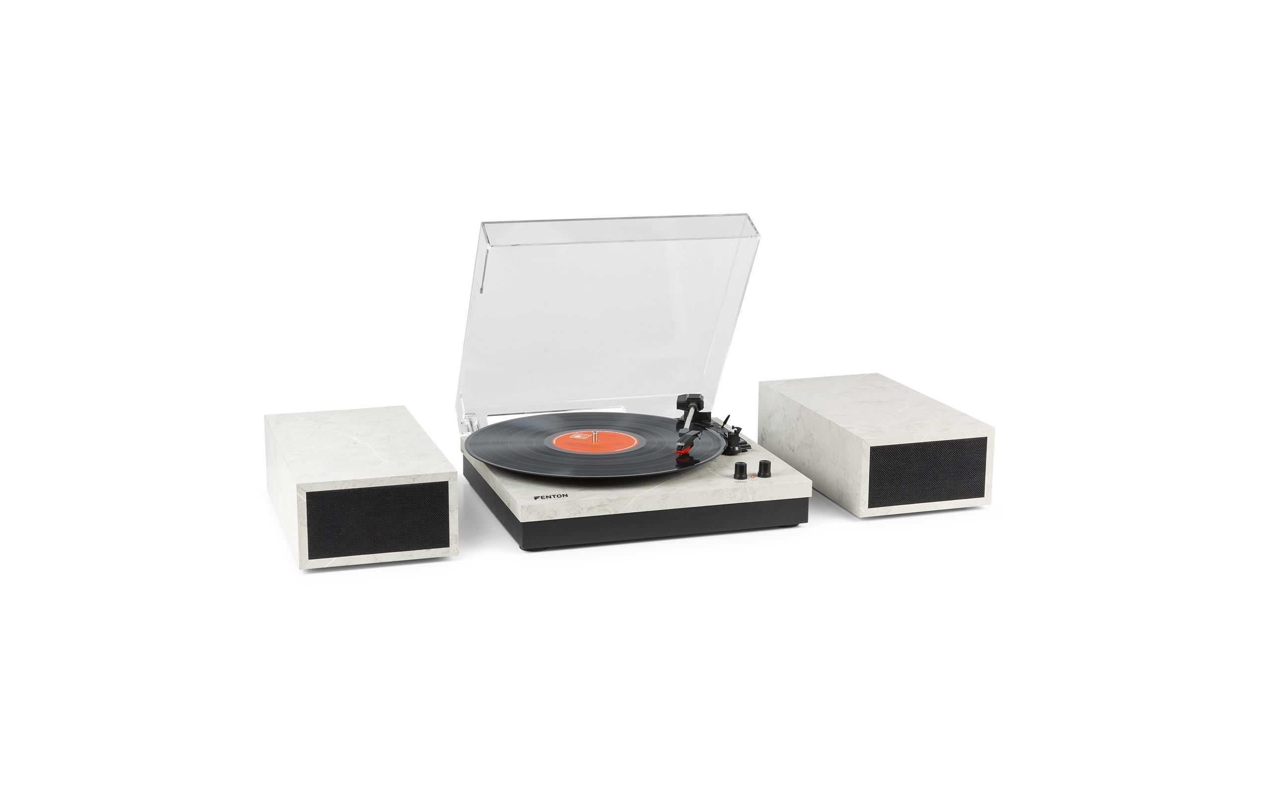 Fenton RP165M Record Player+Speakers, BT, marble